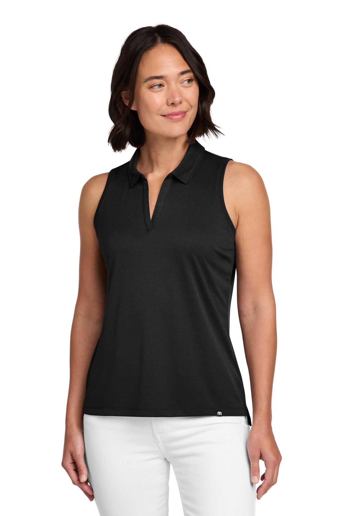 Custom Black Women's Coto Performance Sleeveless Polo TM1WX001, personalized by SanCanDo Swag in Argyle, TX