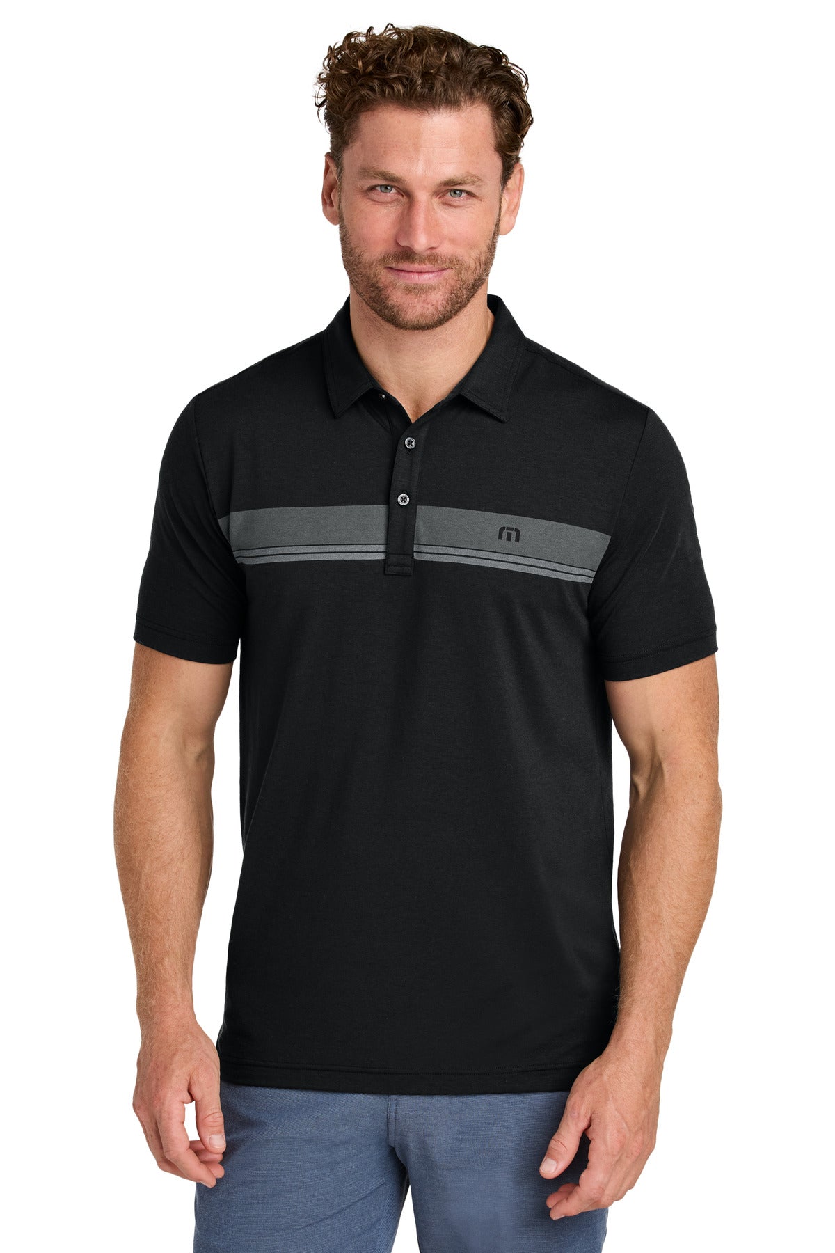 Custom Black Glenview Stripe Polo TMA41462, personalized by SanCanDo Swag in Argyle, TX
