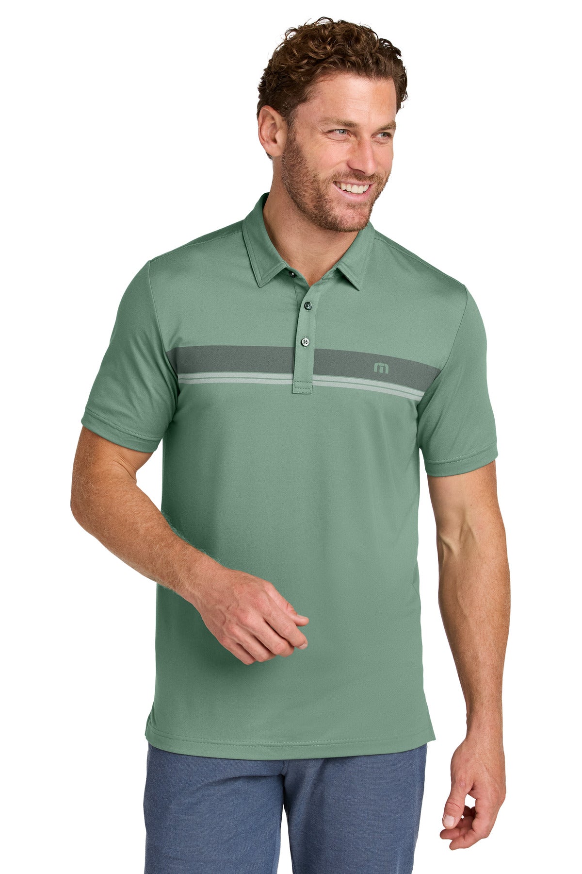 Custom Laurel Green Glenview Stripe Polo TMA41462, personalized by SanCanDo Swag in Argyle, TX