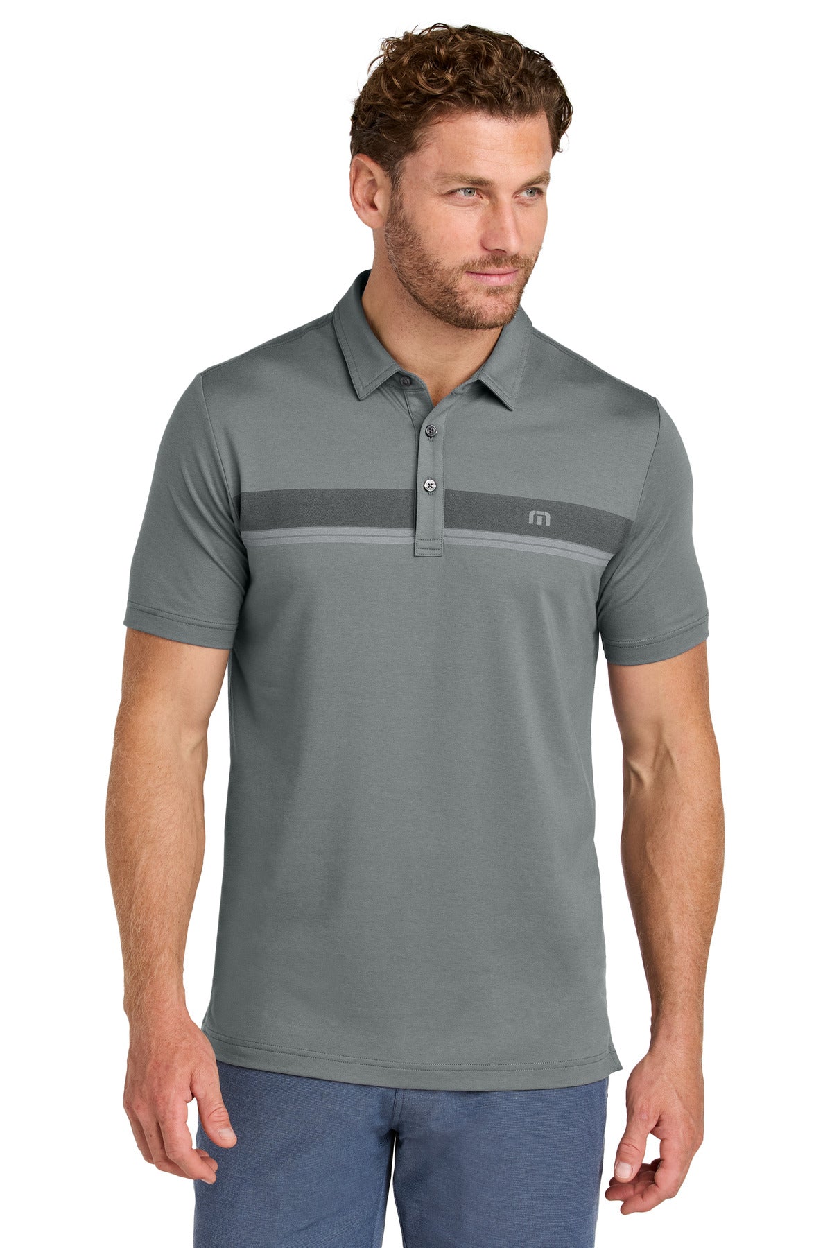Custom Quiet Shade Grey Glenview Stripe Polo TMA41462, personalized by SanCanDo Swag in Argyle, TX