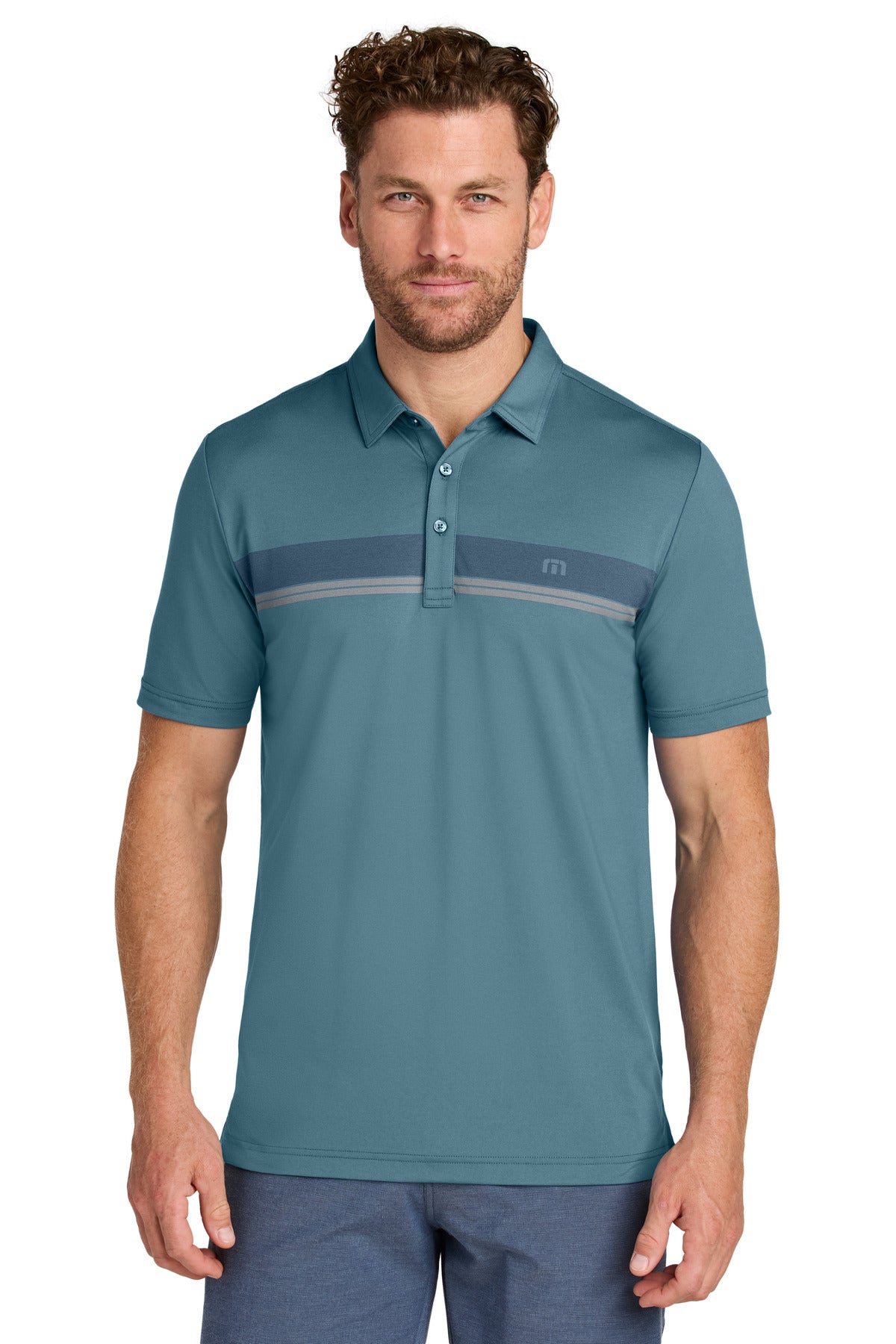 Custom Stellar Blue Glenview Stripe Polo TMA41462, personalized by SanCanDo Swag in Argyle, TX