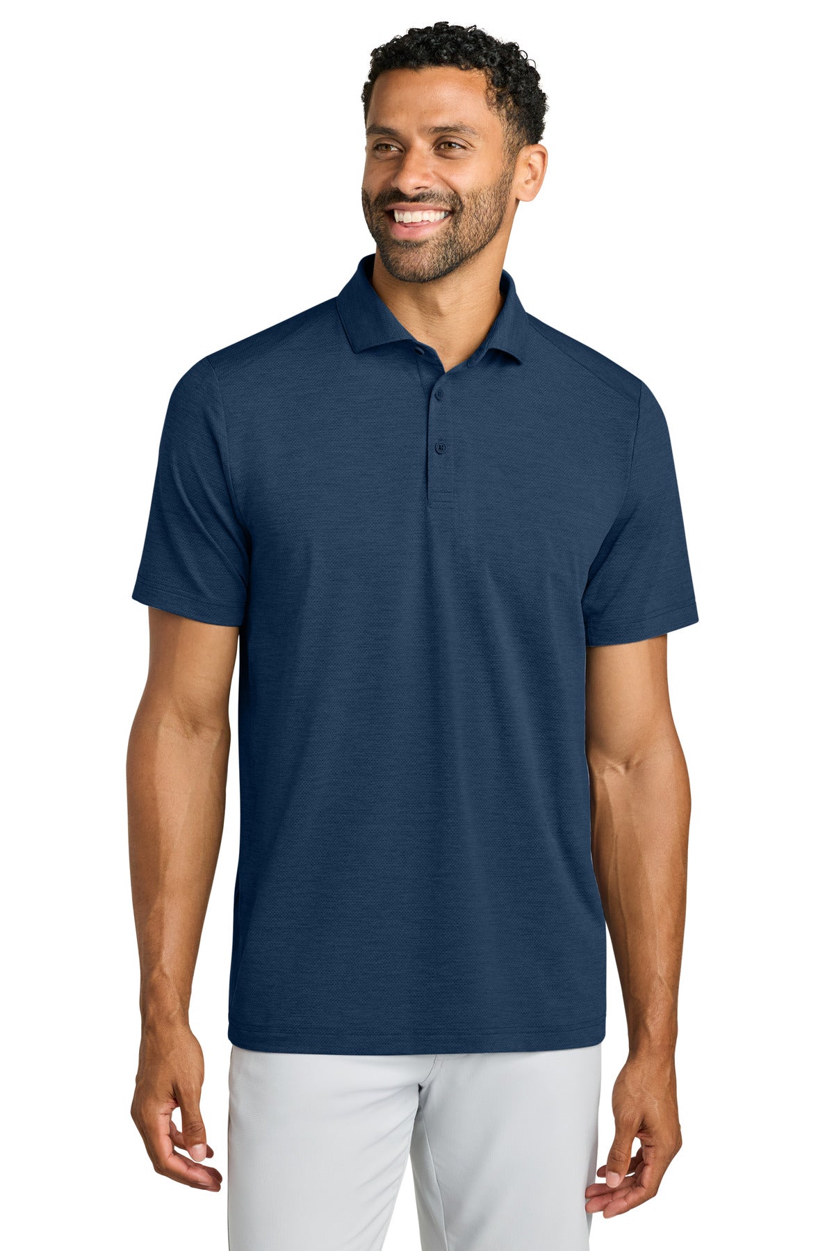 Custom Navy Heather Onward Polo TMA42773, personalized by SanCanDo Swag in Argyle, TX