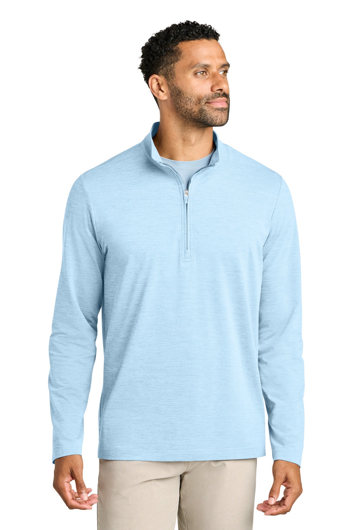Custom Airy Blue Heather Onward 1/4-Zip TMA42775, personalized by SanCanDo Swag in Argyle, TX