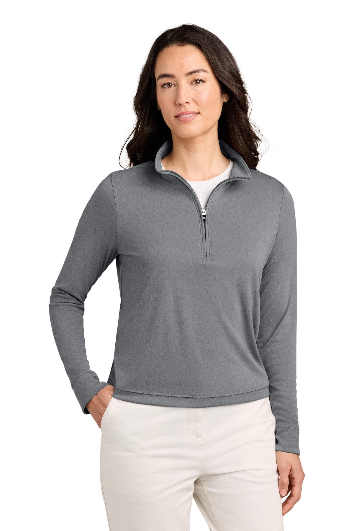 Custom Quiet Shade Grey Heather Women's Coto 1/2-Zip TMA42777, personalized by SanCanDo Swag in Argyle, TX