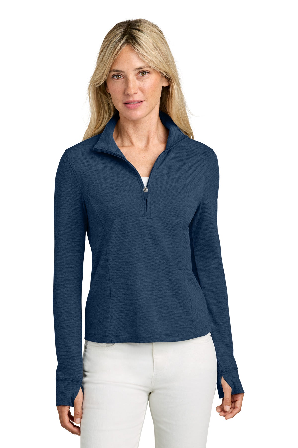 Custom Navy Heather Women's Onward 1/2-Zip TMA42778, personalized by SanCanDo Swag in Argyle, TX