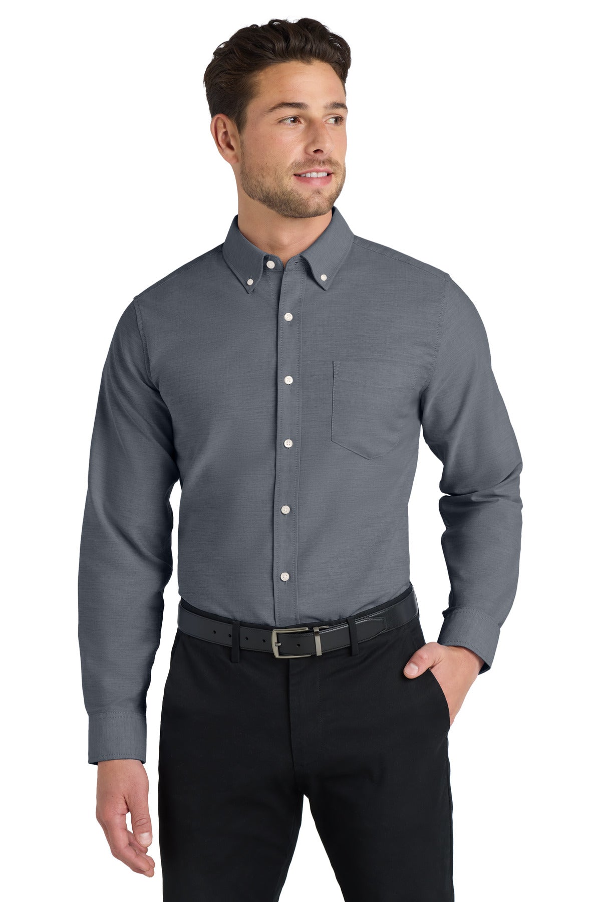 Custom Black Tall SuperPro Oxford Shirt TS658, personalized by SanCanDo Swag in Argyle, TX