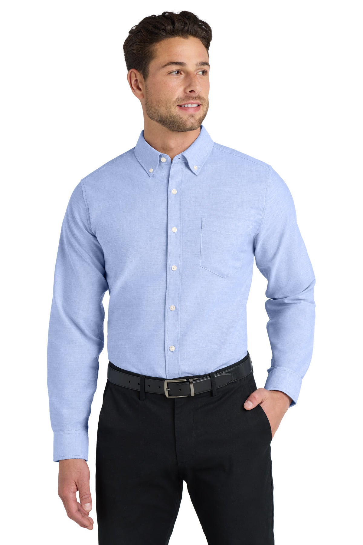 Custom Oxford Blue Tall SuperPro Oxford Shirt TS658, personalized by SanCanDo Swag in Argyle, TX