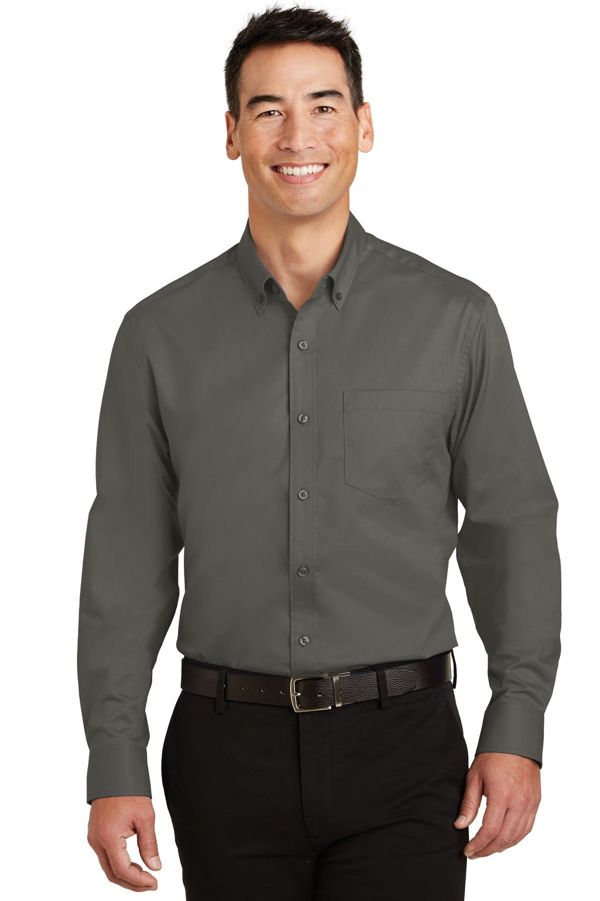 Custom Sterling Grey Tall SuperPro Twill Shirt TS663, personalized by SanCanDo Swag in Argyle, TX