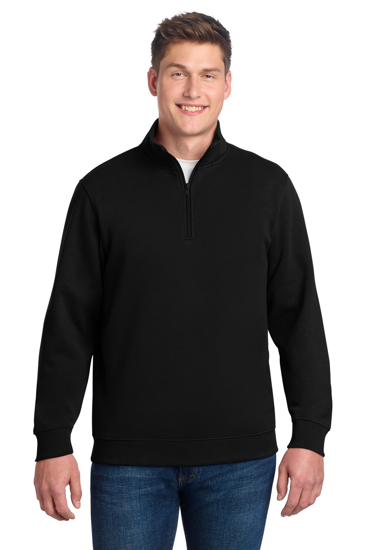 Custom Black Tall 1/4-Zip Sweatshirt TST253, personalized by SanCanDo Swag in Argyle, TX