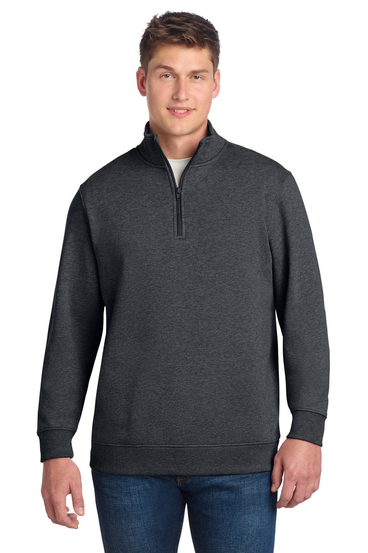Custom Graphite Heather Tall 1/4-Zip Sweatshirt TST253, personalized by SanCanDo Swag in Argyle, TX