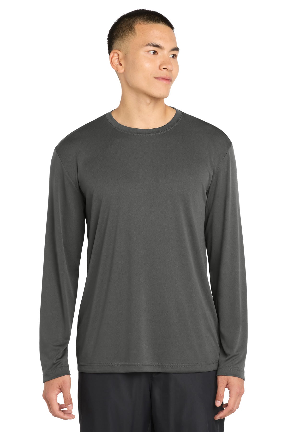 Custom Iron Grey Tall Long Sleeve Competitor Tee TST350LS, personalized by SanCanDo Swag in Argyle, TX