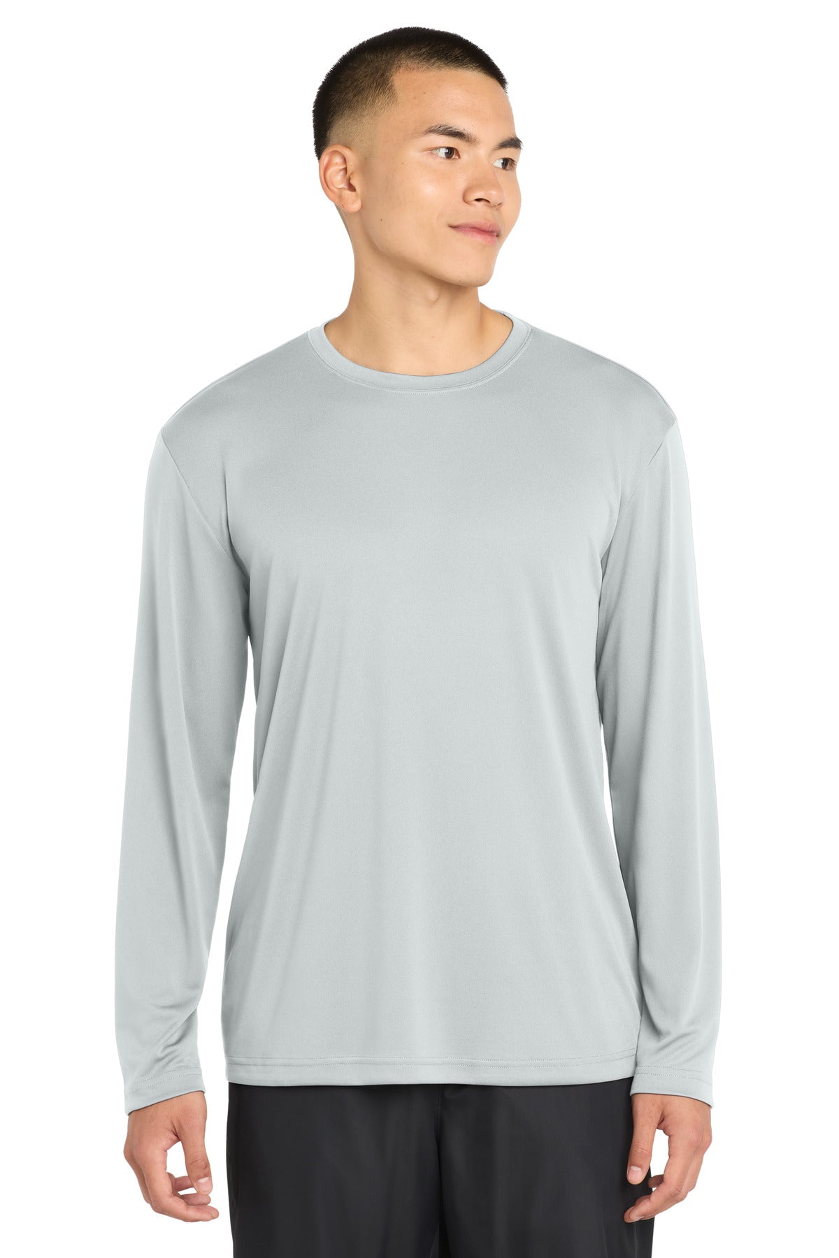 Custom Silver Tall Long Sleeve Competitor Tee TST350LS, personalized by SanCanDo Swag in Argyle, TX