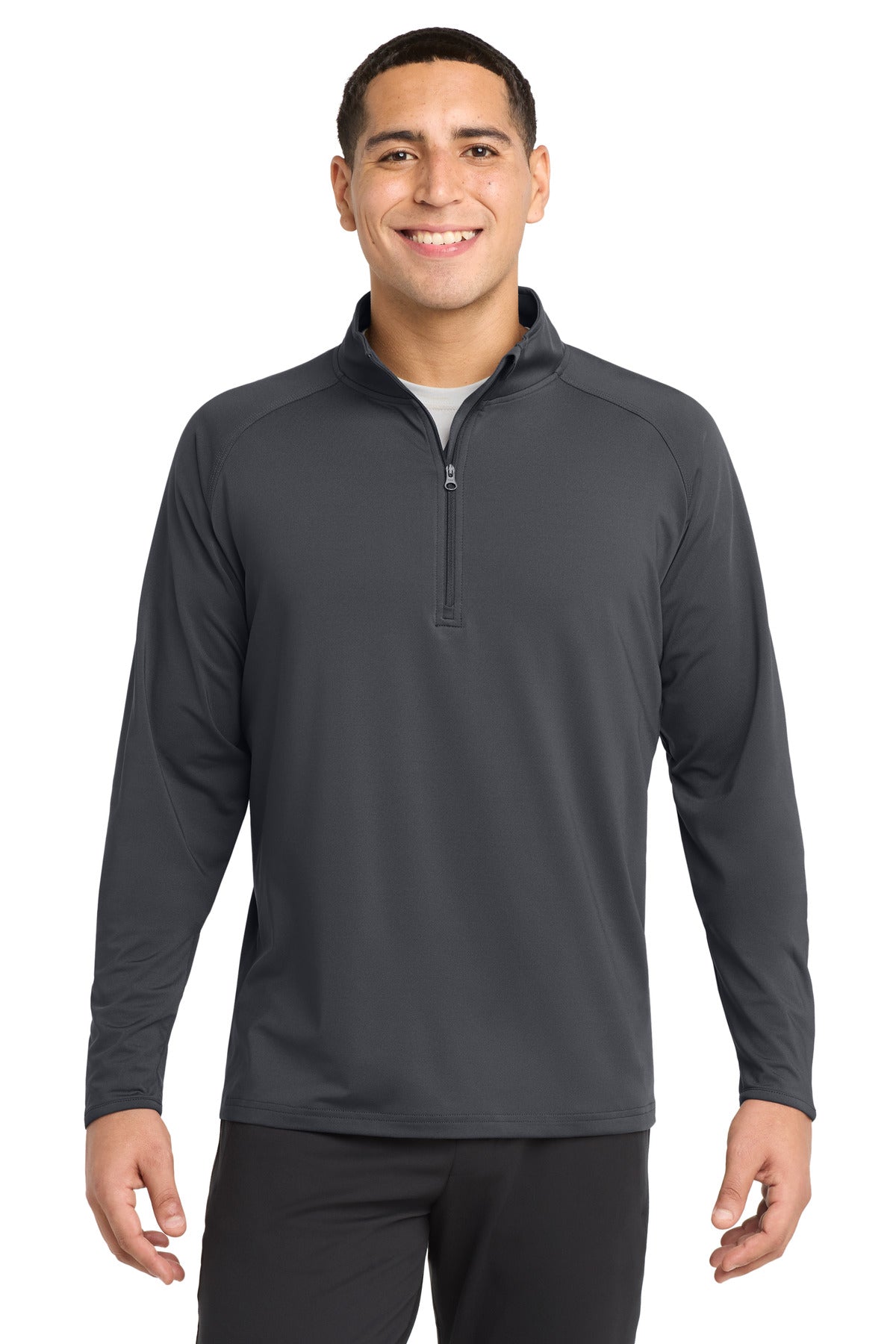 Custom Charcoal Grey Tall Sport-Wick Stretch 1/4-Zip Pullover TST850, personalized by SanCanDo Swag in Argyle, TX