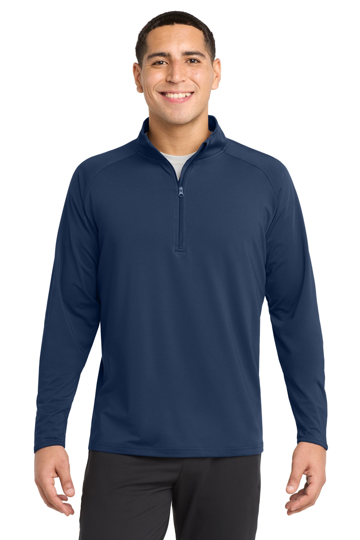 Custom True Navy Tall Sport-Wick Stretch 1/4-Zip Pullover TST850, personalized by SanCanDo Swag in Argyle, TX
