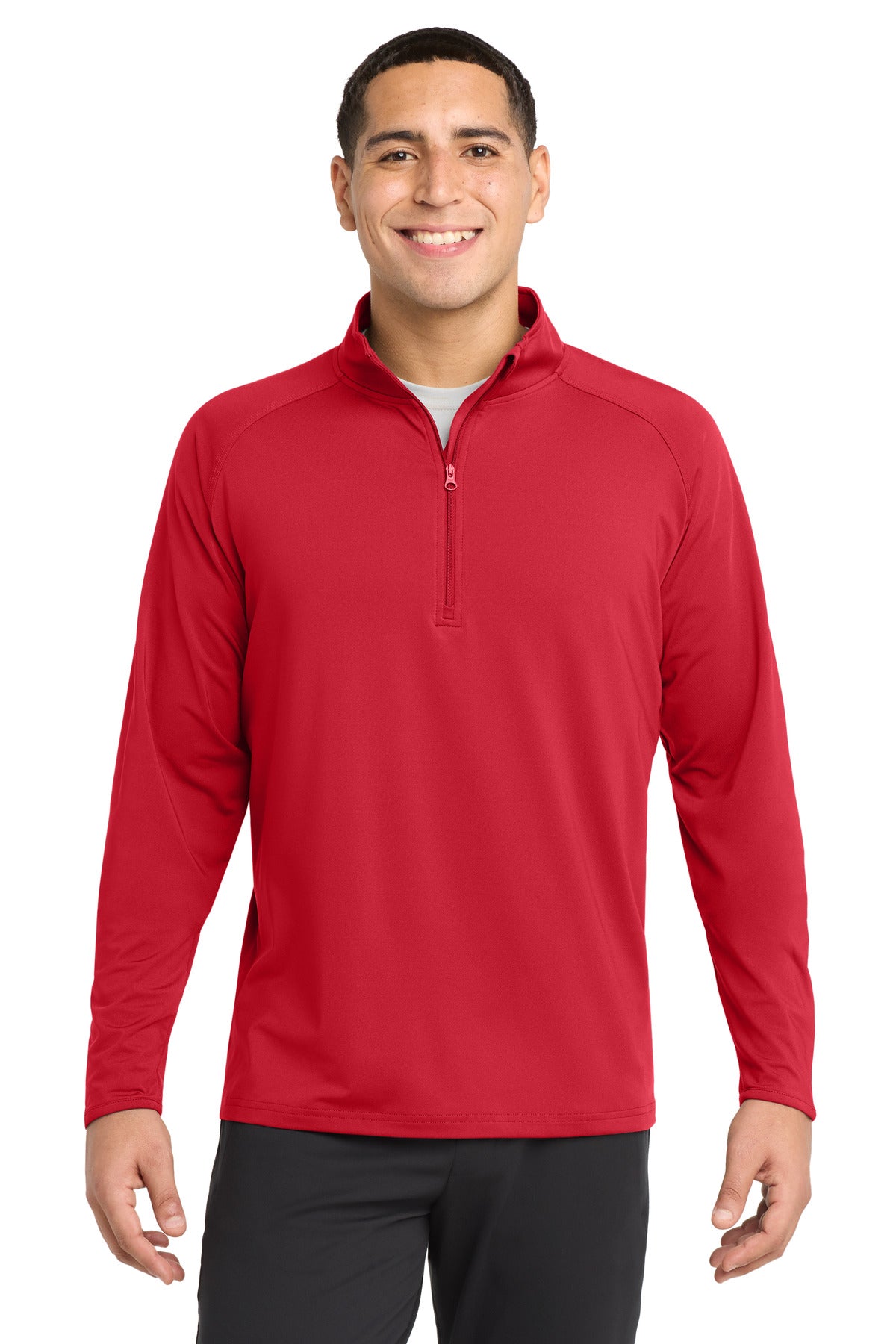 Custom True Red Tall Sport-Wick Stretch 1/4-Zip Pullover TST850, personalized by SanCanDo Swag in Argyle, TX