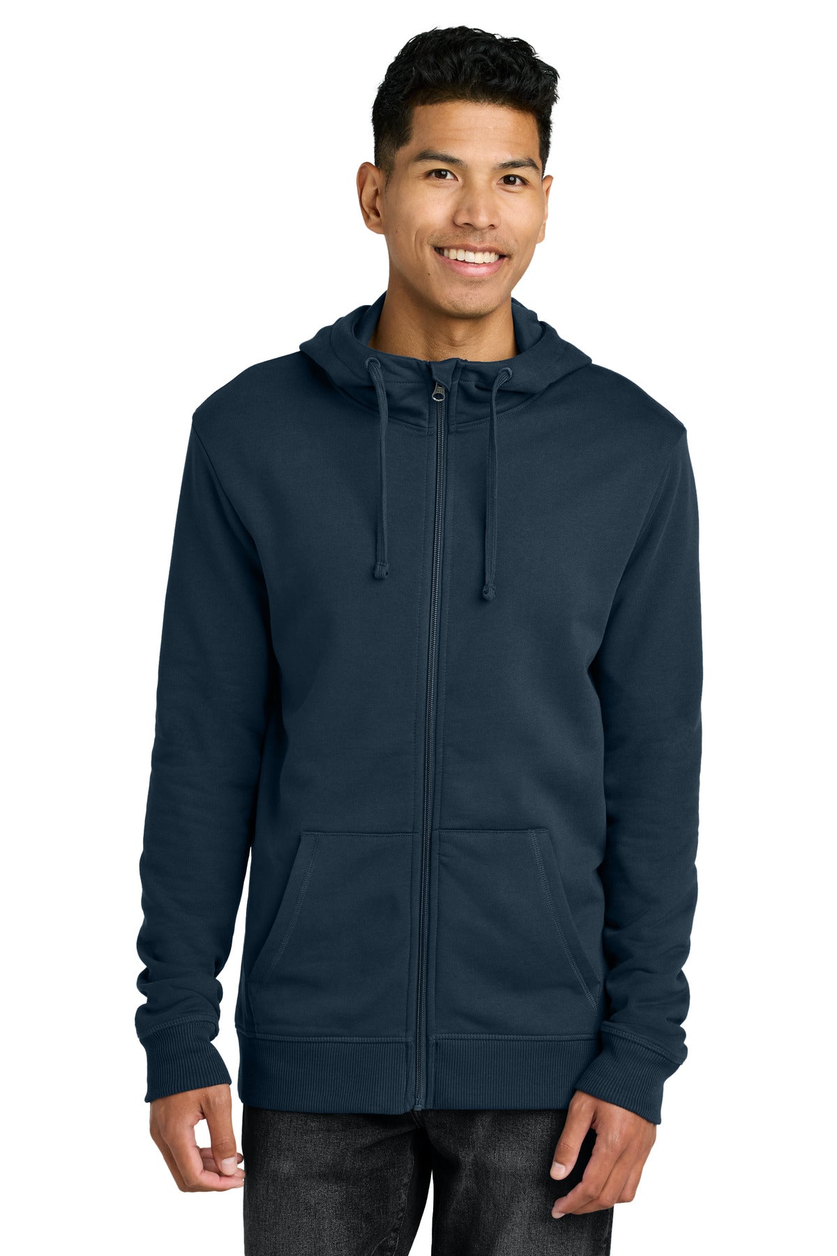 Custom Dress Blue Cotton Fleece Full-Zip Hoodie TTCM4367, personalized by SanCanDo Swag in Argyle, TX