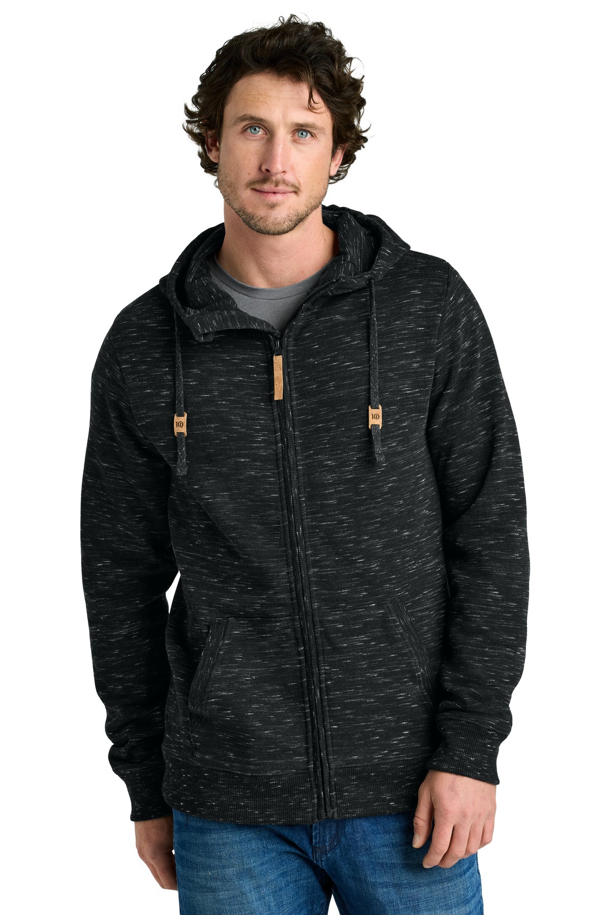 Custom Meteorite Black Space Dye Space Dye Fleece Full-Zip Hoodie TTCM4414, personalized by SanCanDo Swag in Argyle, TX