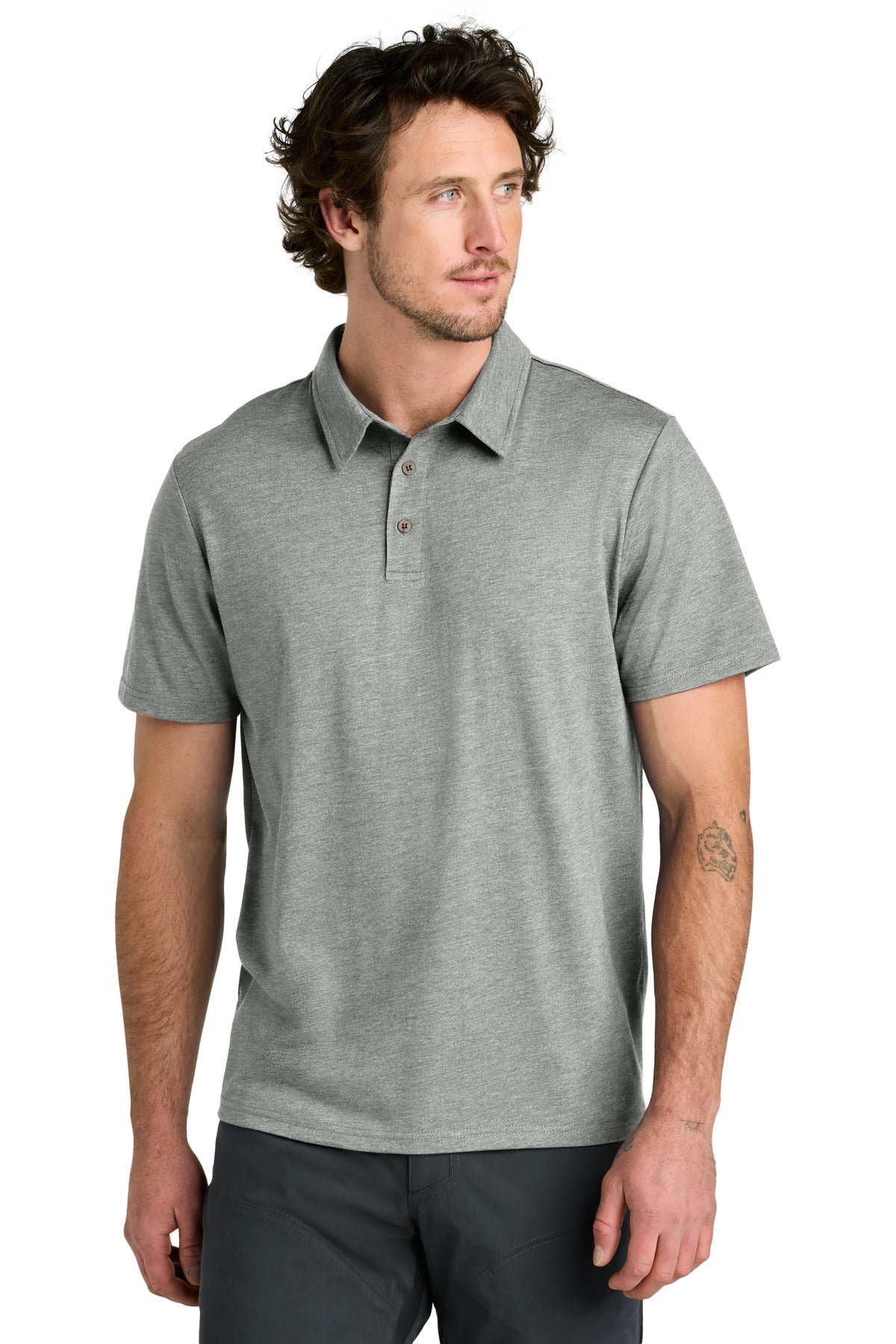 Custom Hi Rise Grey Heather LIMITED EDITION tentree TreeBlend Polo TTCM5660, personalized by SanCanDo Swag in Argyle, TX