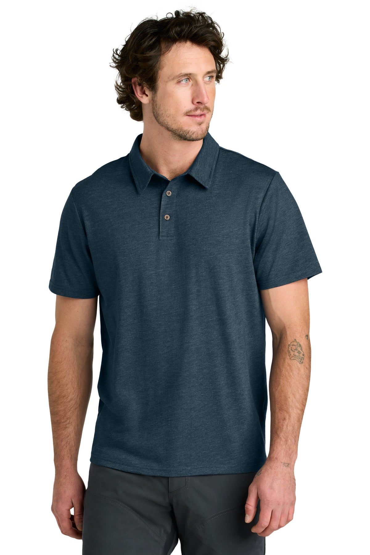 Custom Moonlit Ocean Heather LIMITED EDITION tentree TreeBlend Polo TTCM5660, personalized by SanCanDo Swag in Argyle, TX