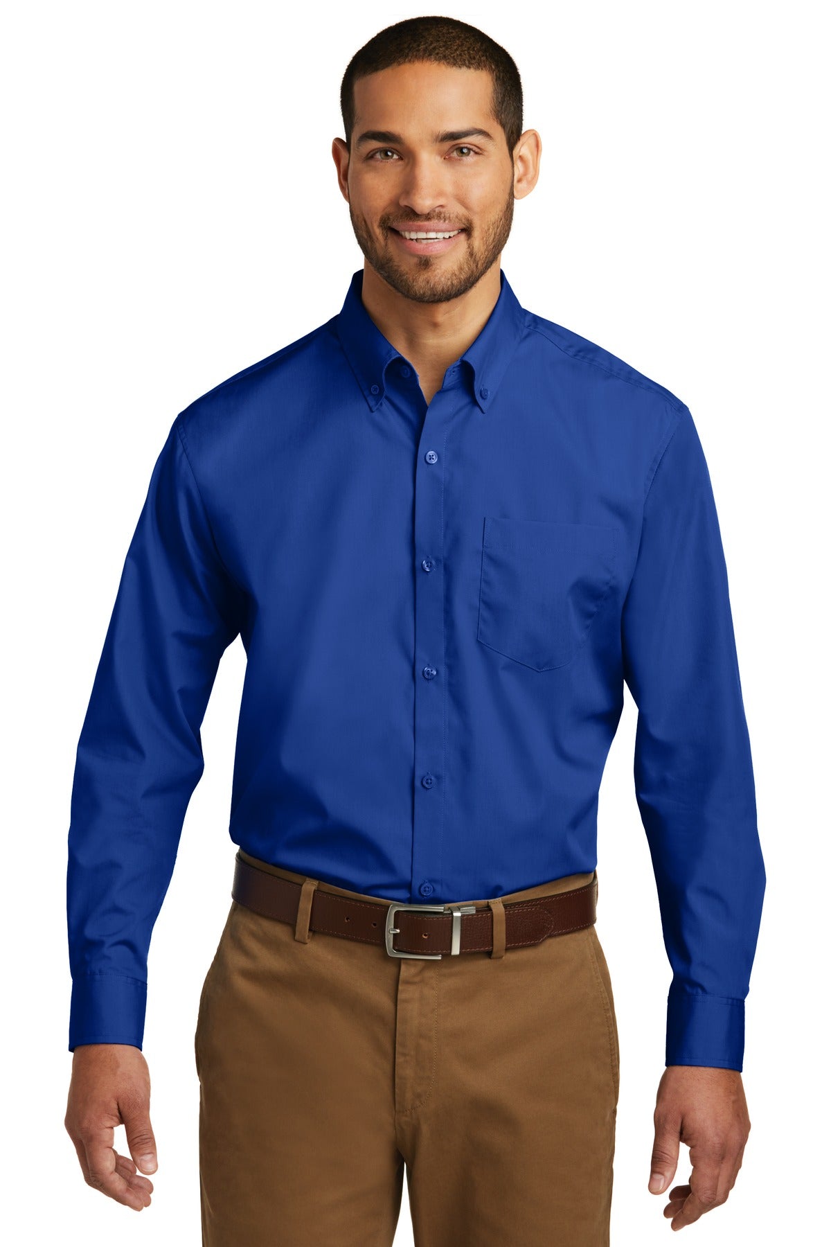 Custom True Royal Tall Long Sleeve Carefree Poplin Shirt TW100, personalized by SanCanDo Swag in Argyle, TX