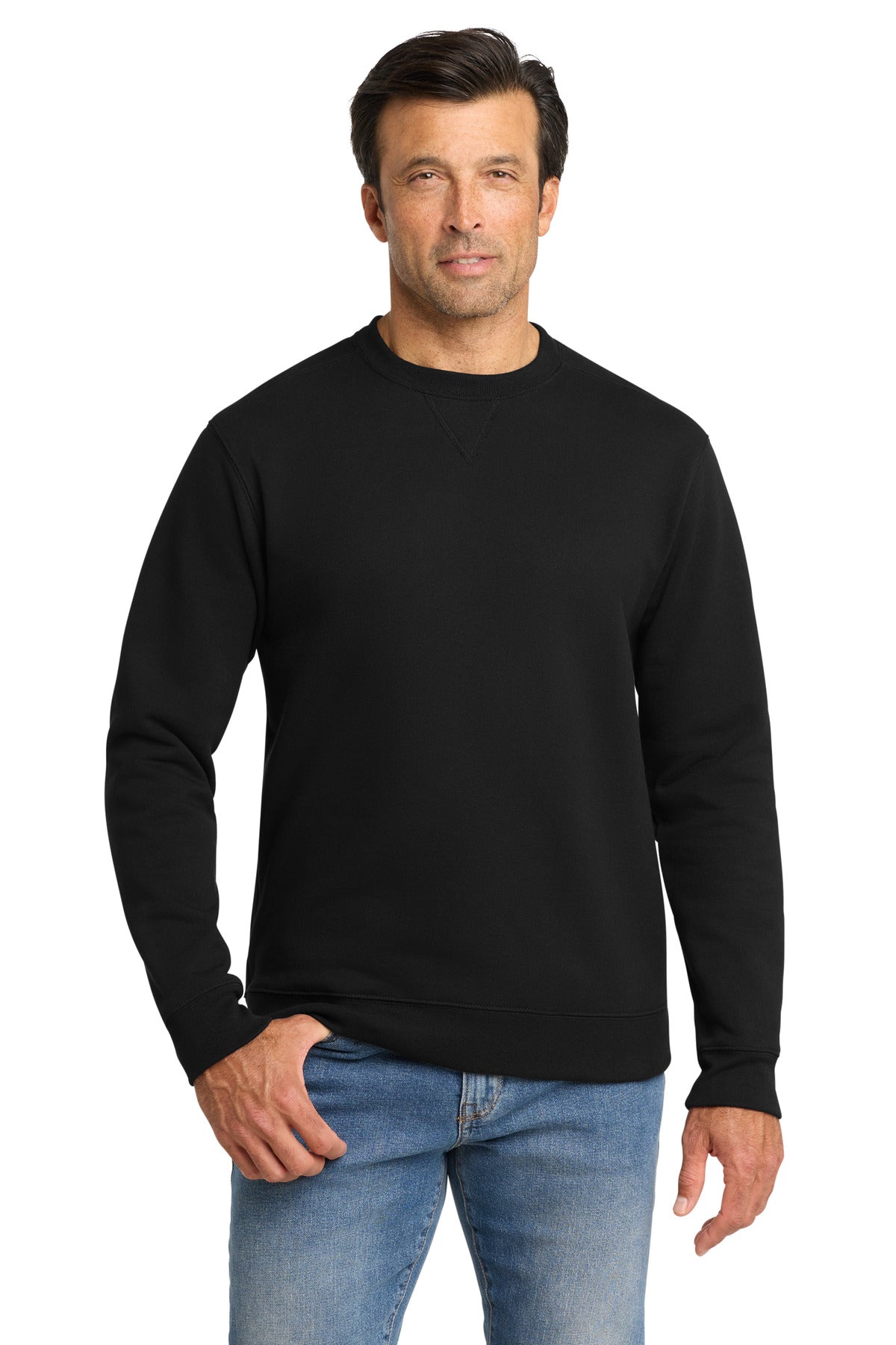 Custom Deep Black Chore Fleece Crewneck VL130, personalized by SanCanDo Swag in Argyle, TX