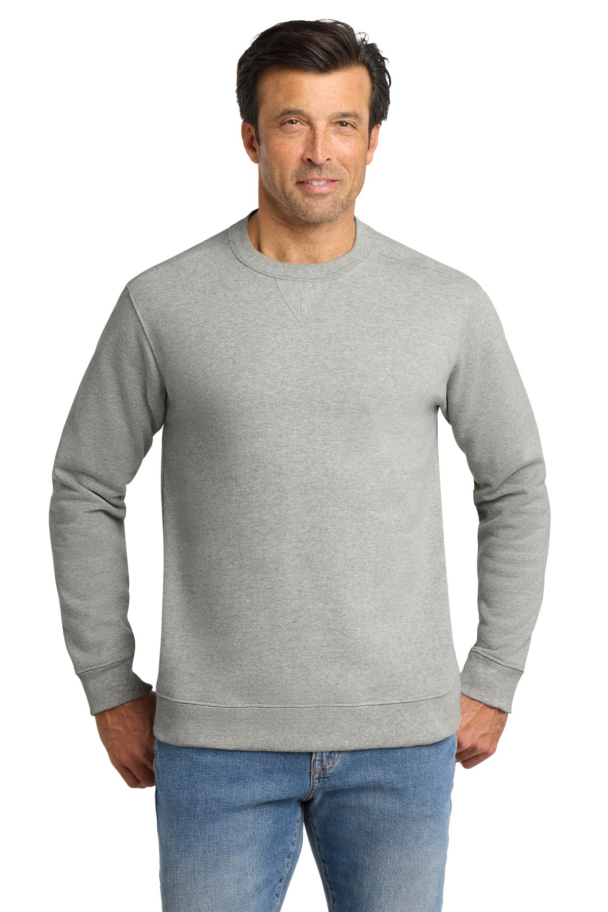 Custom Heather Grey Chore Fleece Crewneck VL130, personalized by SanCanDo Swag in Argyle, TX