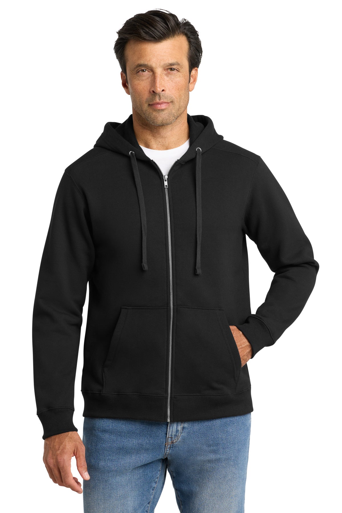 Custom Deep Black Chore Fleece Full-Zip Hoodie VL130ZH, personalized by SanCanDo Swag in Argyle, TX