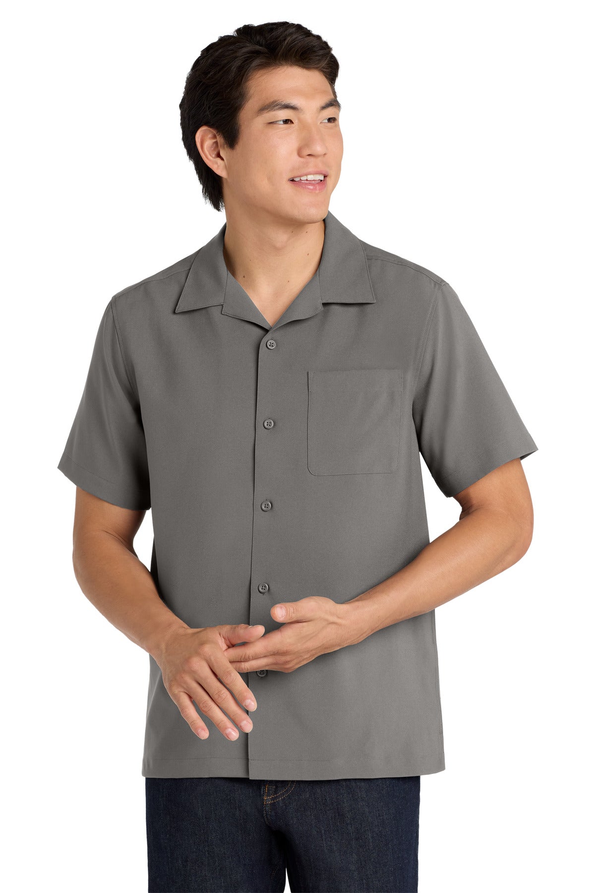 Custom Graphite Short Sleeve Performance Staff Shirt W400, personalized by SanCanDo Swag in Argyle, TX