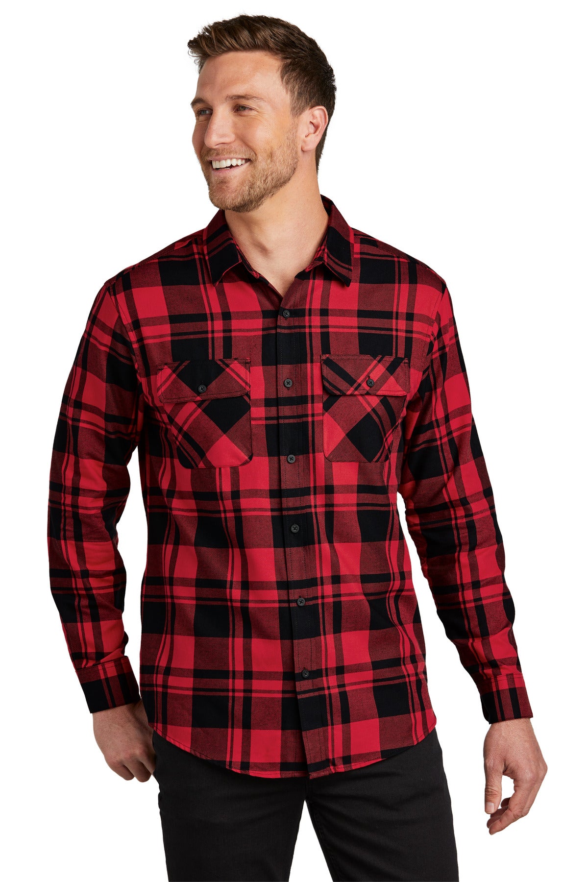 Custom Engine Red/ Black Plaid Flannel Shirt W668, personalized by SanCanDo Swag in Argyle, TX