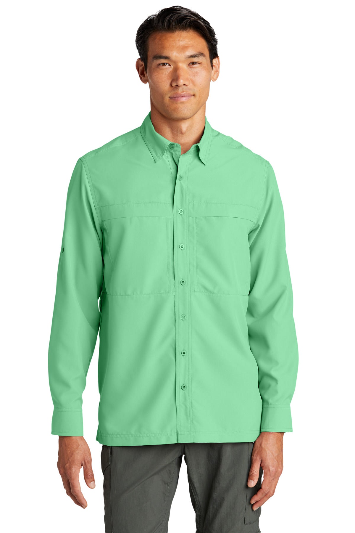 Custom Bright Seafoam Long Sleeve UV Daybreak Shirt W960, personalized by SanCanDo Swag in Argyle, TX