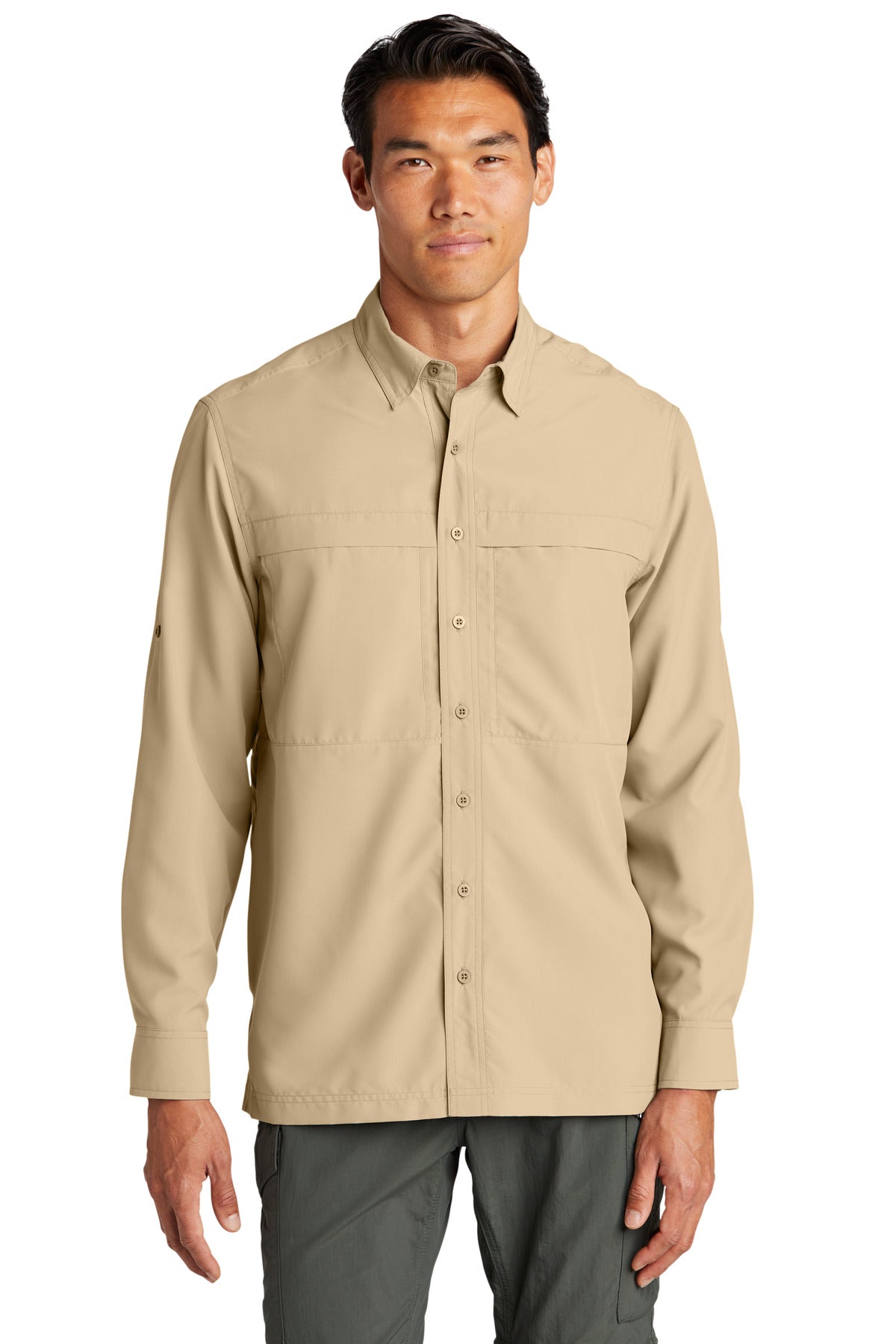 Custom Oat Long Sleeve UV Daybreak Shirt W960, personalized by SanCanDo Swag in Argyle, TX