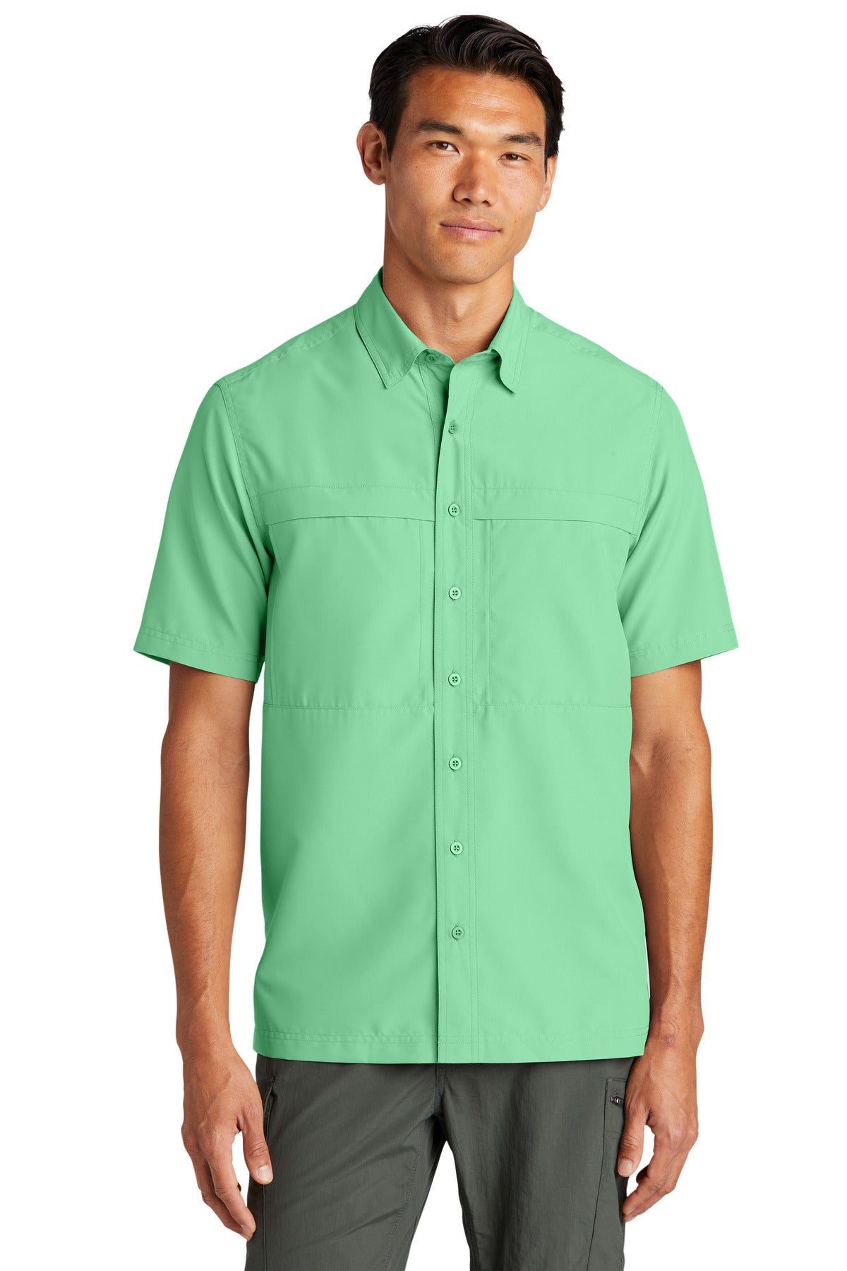 Custom Bright Seafoam Short Sleeve UV Daybreak Shirt W961, personalized by SanCanDo Swag in Argyle, TX
