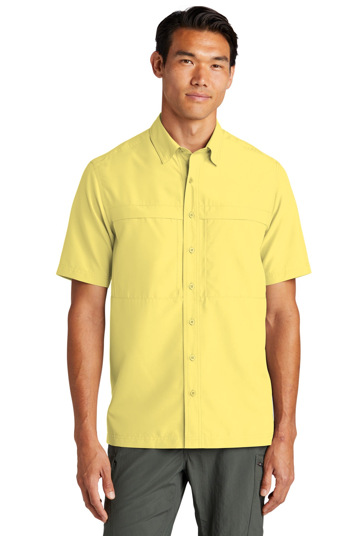 Custom Yellow Short Sleeve UV Daybreak Shirt W961, personalized by SanCanDo Swag in Argyle, TX