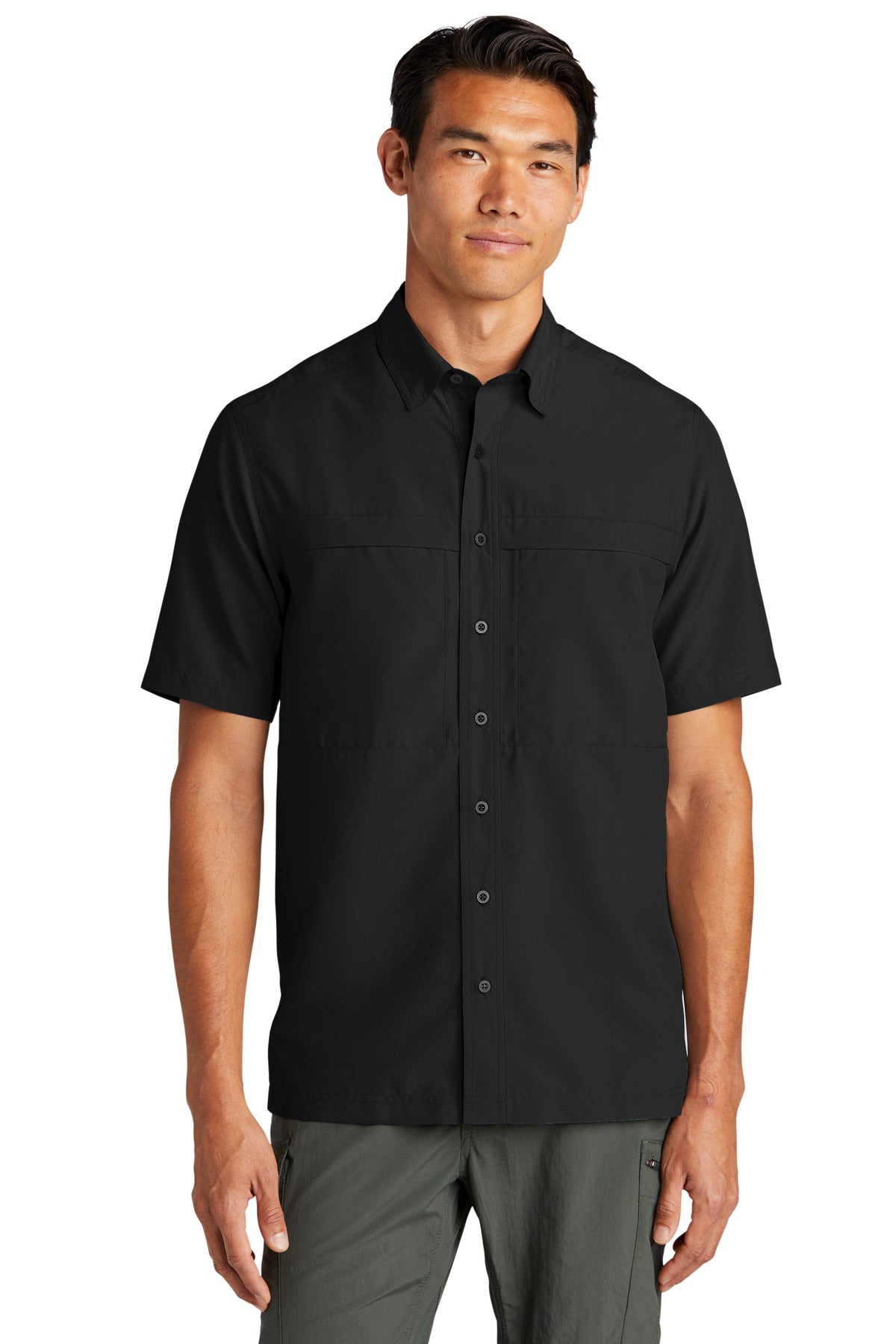 Custom Deep Black Short Sleeve UV Daybreak Shirt W961, personalized by SanCanDo Swag in Argyle, TX