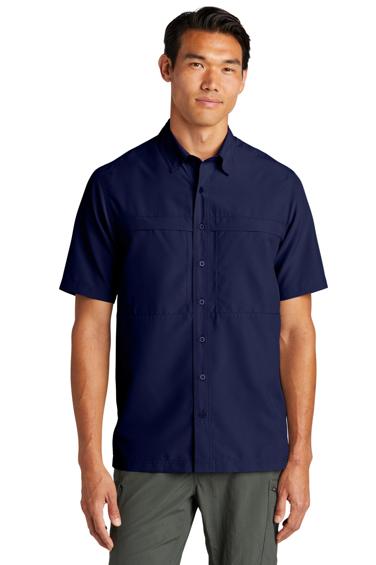 Custom True Navy Short Sleeve UV Daybreak Shirt W961, personalized by SanCanDo Swag in Argyle, TX