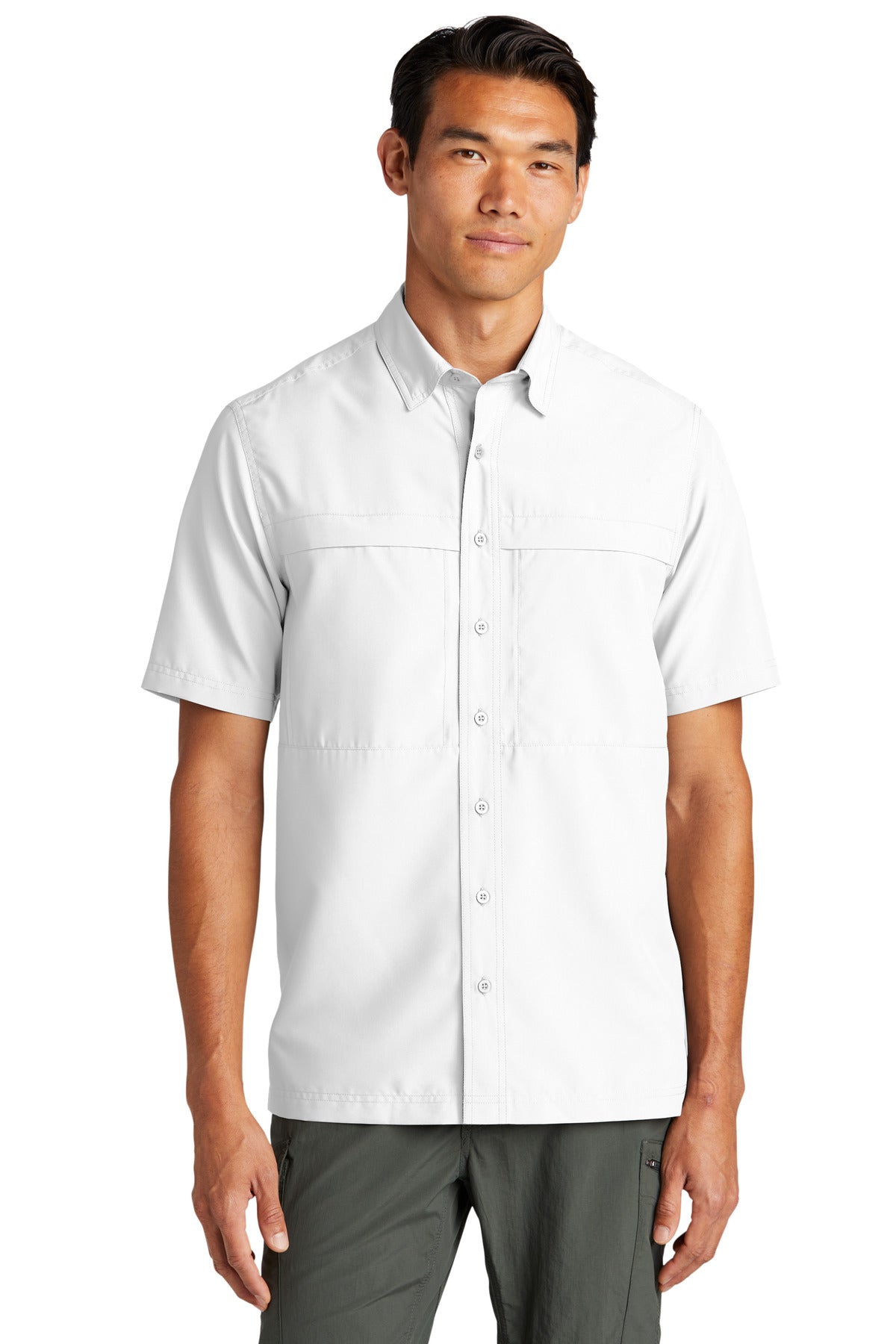 Custom White Short Sleeve UV Daybreak Shirt W961, personalized by SanCanDo Swag in Argyle, TX