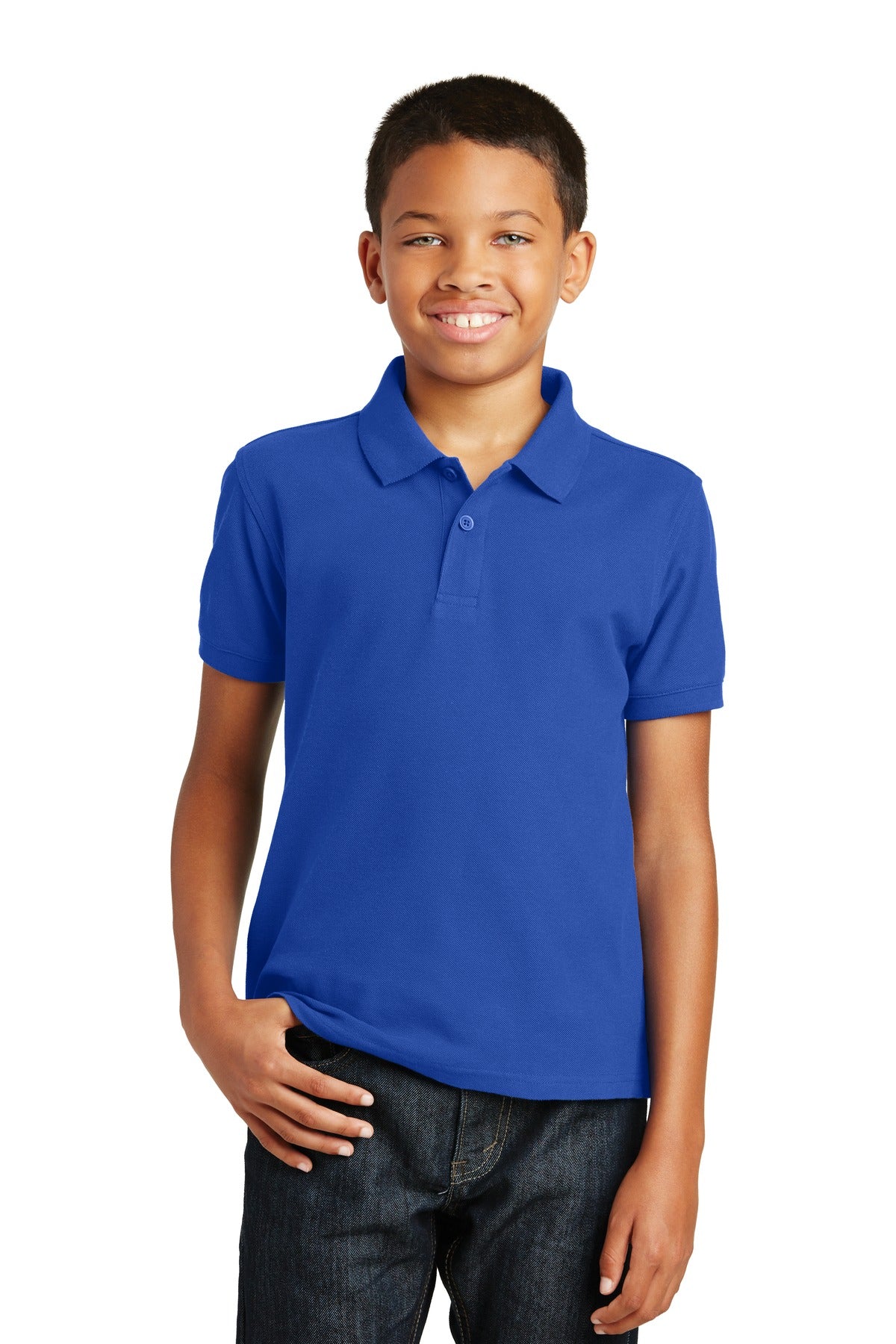 Custom True Royal Youth Core Classic Pique Polo Y100, personalized by SanCanDo Swag in Argyle, TX