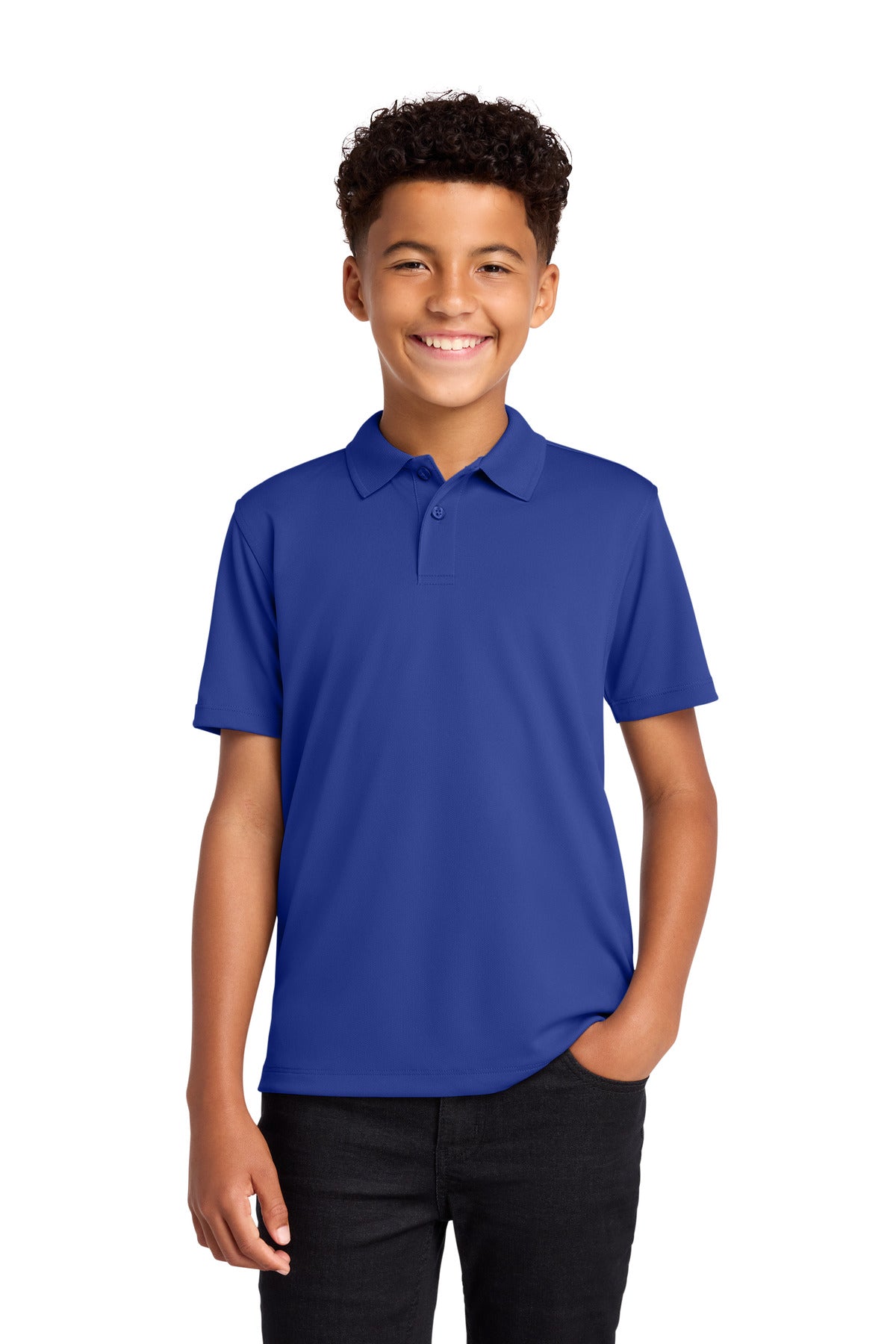 Custom True Royal Youth Dry Zone UV Micro-Mesh Polo Y110, personalized by SanCanDo Swag in Argyle, TX