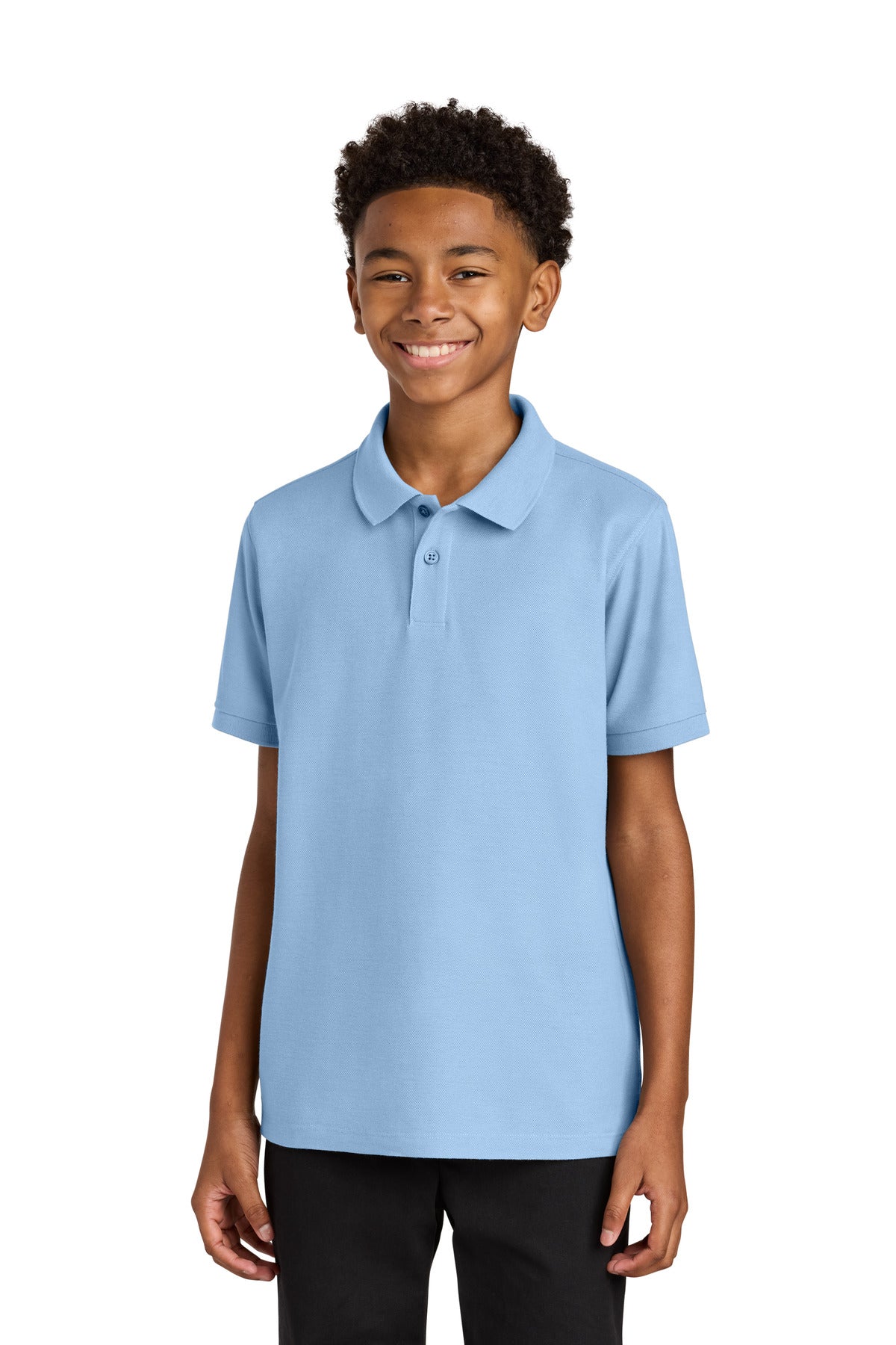 Custom Cloud Blue Youth Wearever Signature Pique Polo Y200, personalized by SanCanDo Swag in Argyle, TX