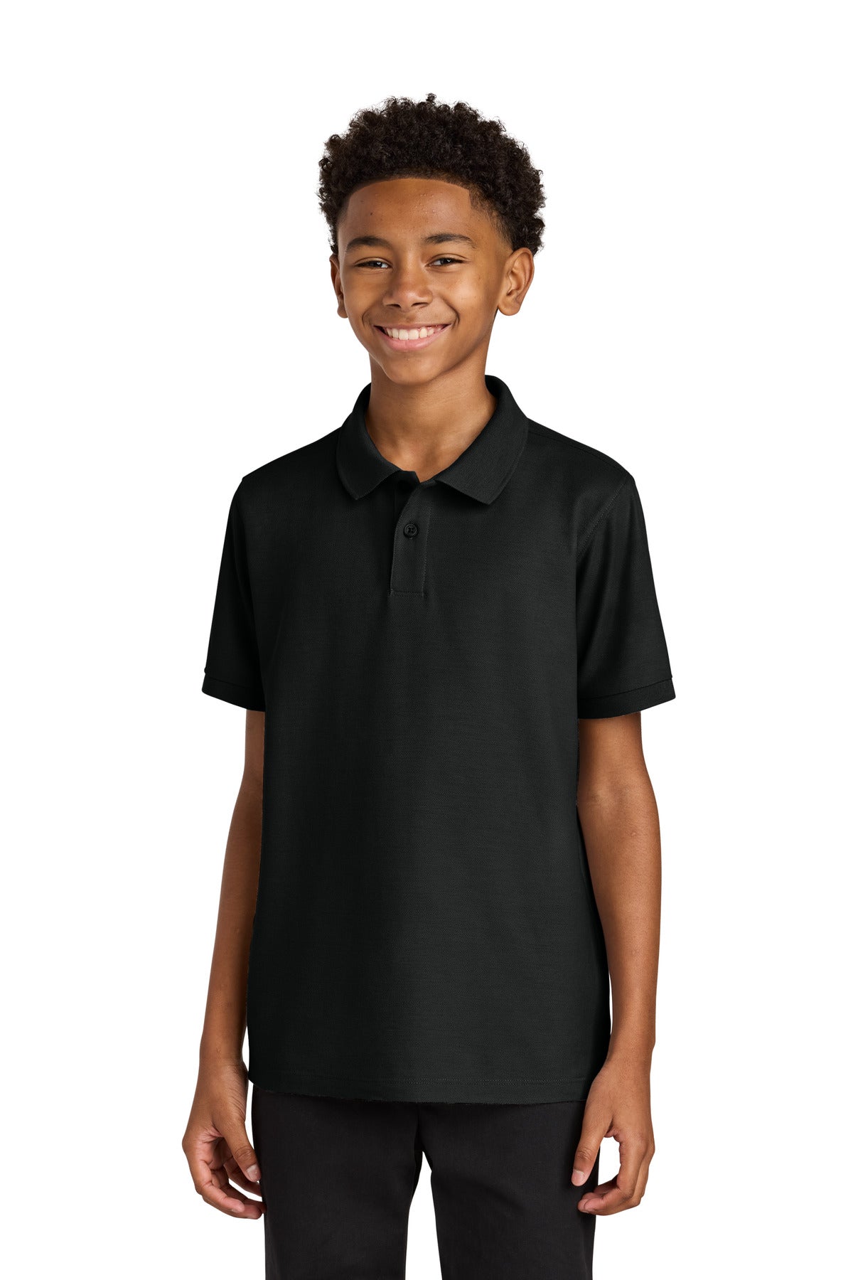 Custom Deep Black Youth Wearever Signature Pique Polo Y200, personalized by SanCanDo Swag in Argyle, TX