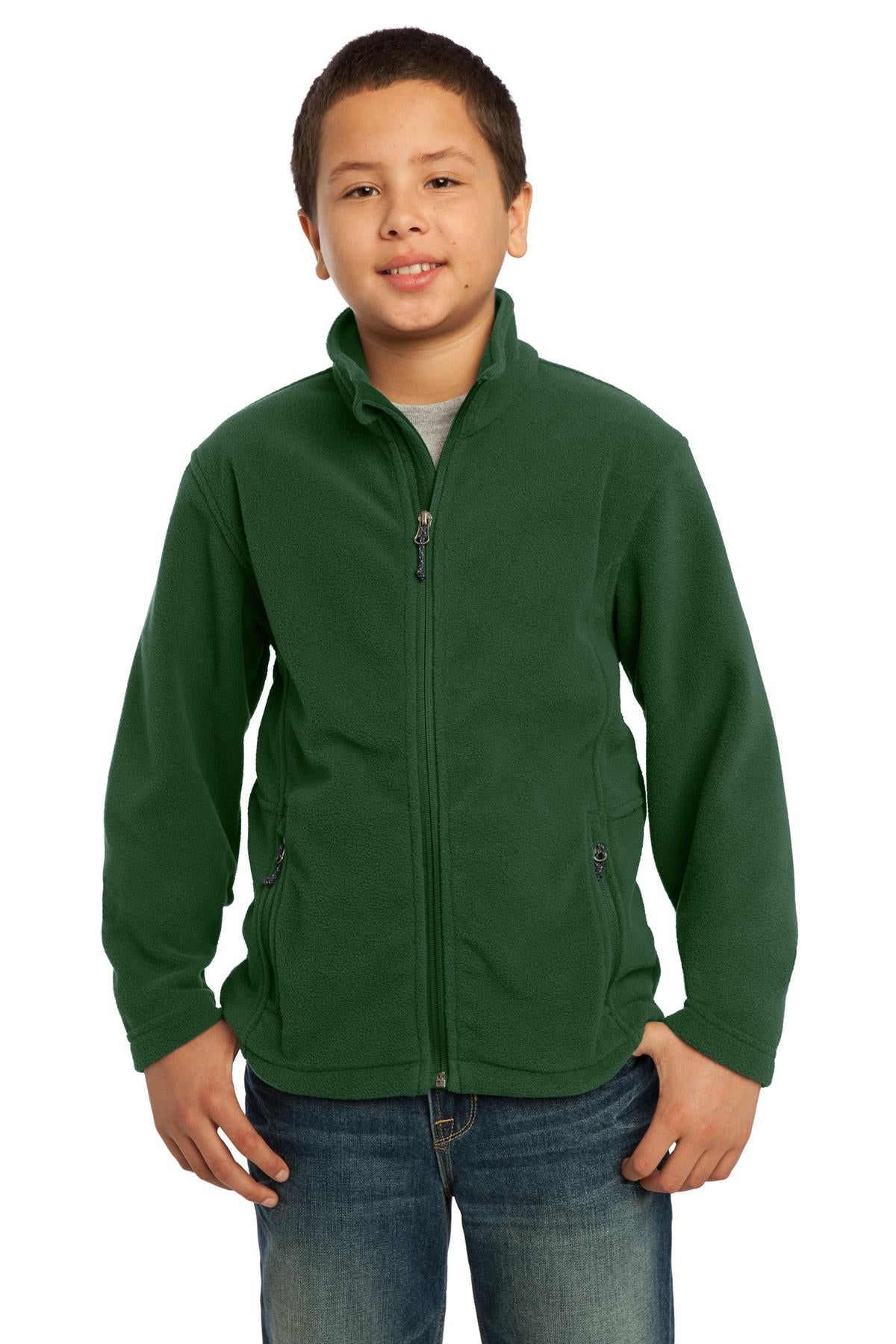 Custom Forest Green Youth Value Fleece Jacket Y217, personalized by SanCanDo Swag in Argyle, TX