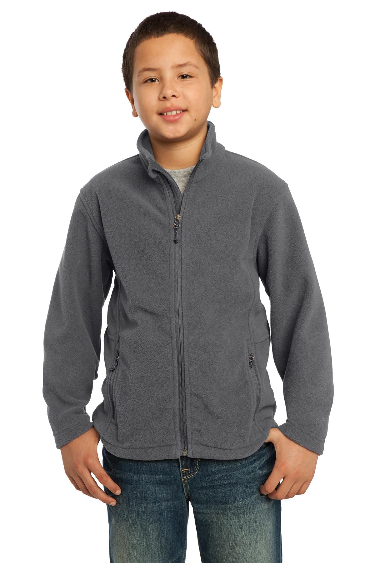 Custom Iron Grey Youth Value Fleece Jacket Y217, personalized by SanCanDo Swag in Argyle, TX