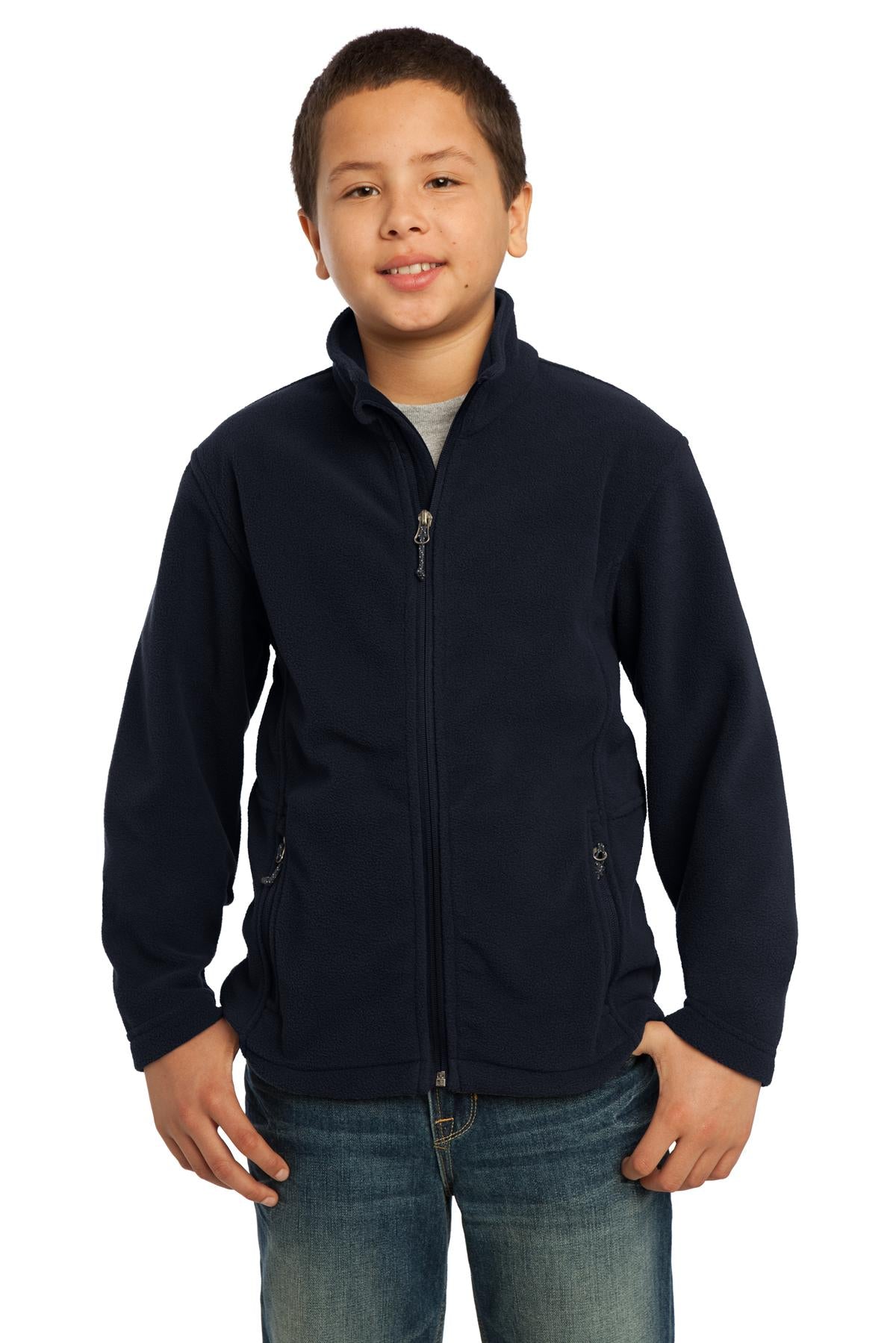 Custom True Navy Youth Value Fleece Jacket Y217, personalized by SanCanDo Swag in Argyle, TX