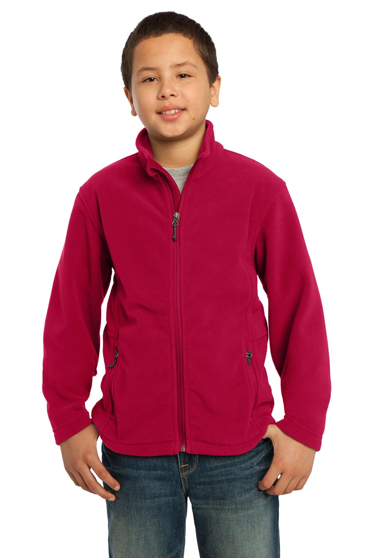 Custom True Red Youth Value Fleece Jacket Y217, personalized by SanCanDo Swag in Argyle, TX