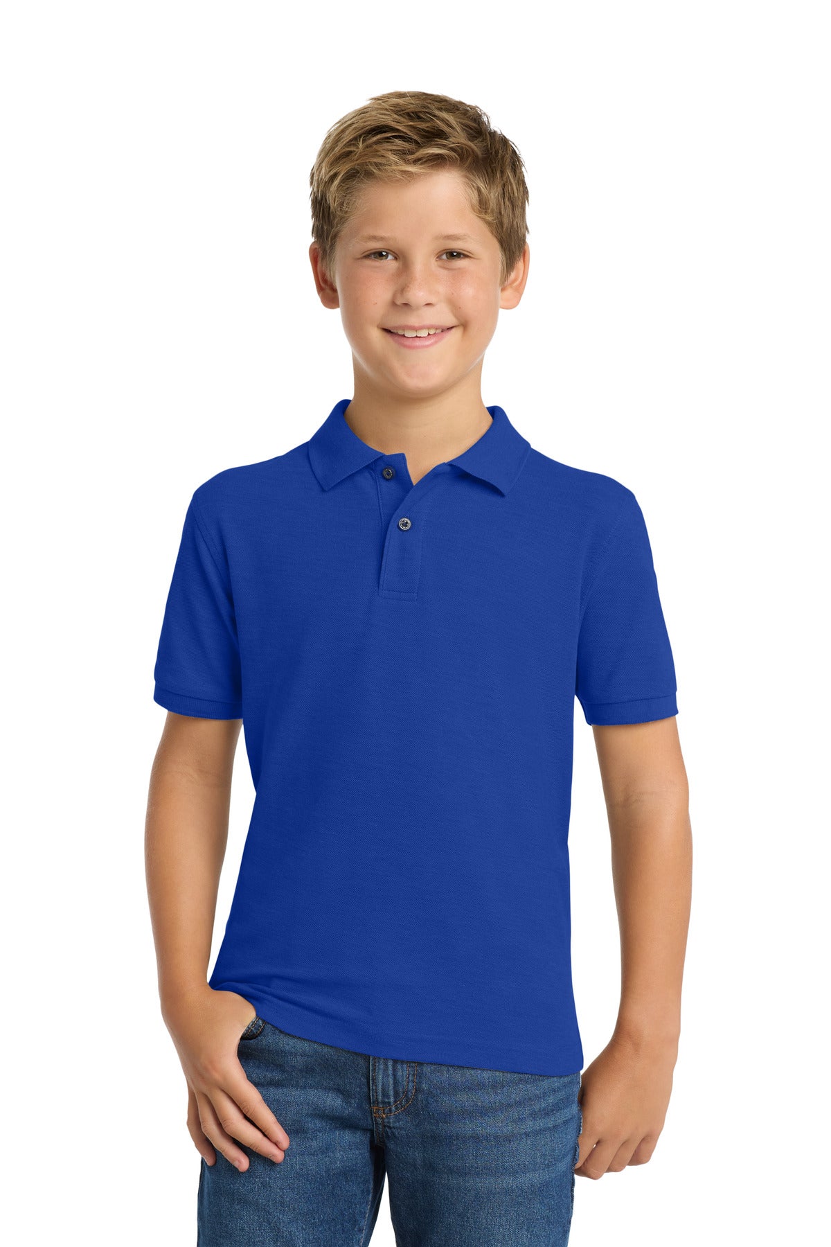Custom Royal Youth Silk Touch Polo Y500, personalized by SanCanDo Swag in Argyle, TX