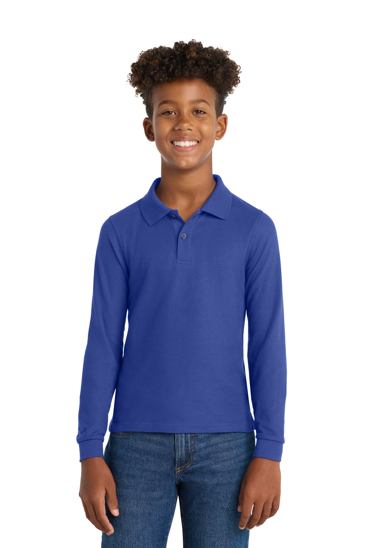 Custom Royal Youth Long Sleeve Silk Touch Polo Y500LS, personalized by SanCanDo Swag in Argyle, TX