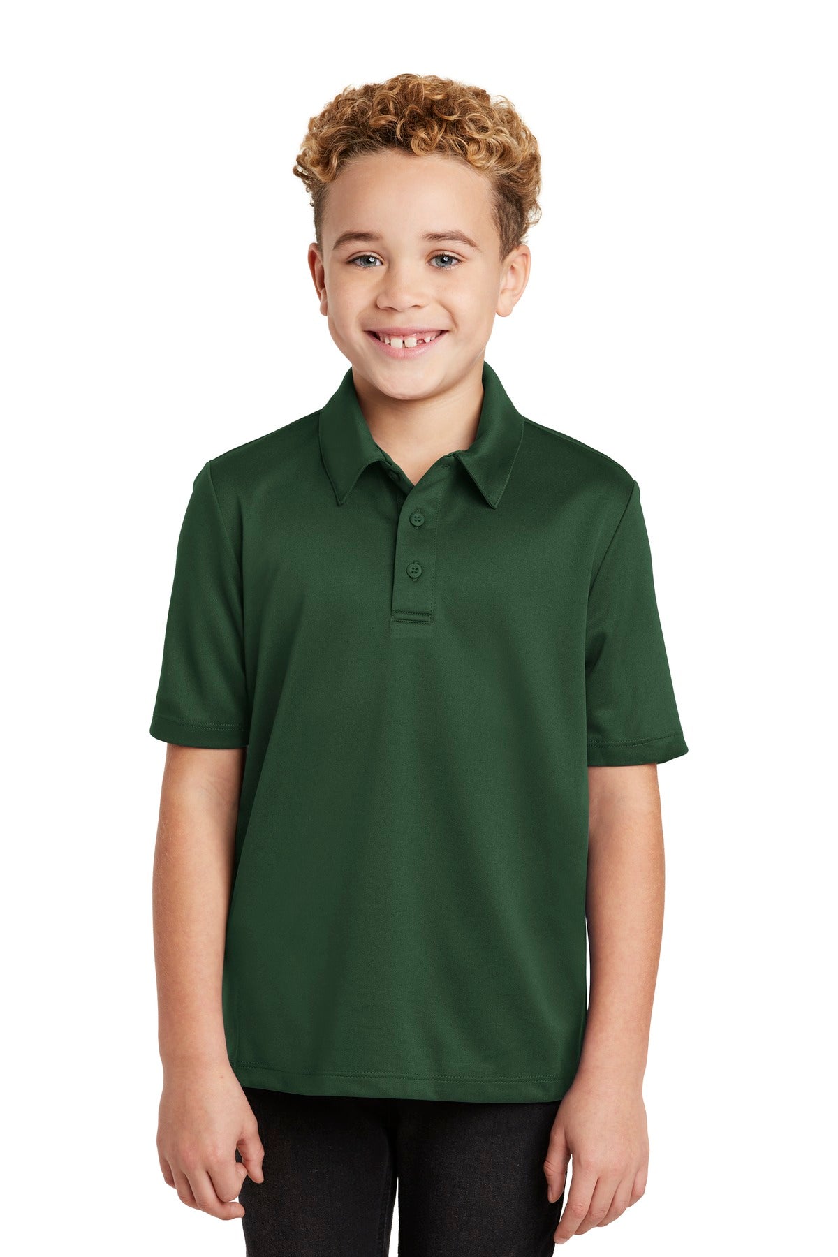 Custom Dark Green Youth Silk Touch Performance Polo Y540, personalized by SanCanDo Swag in Argyle, TX