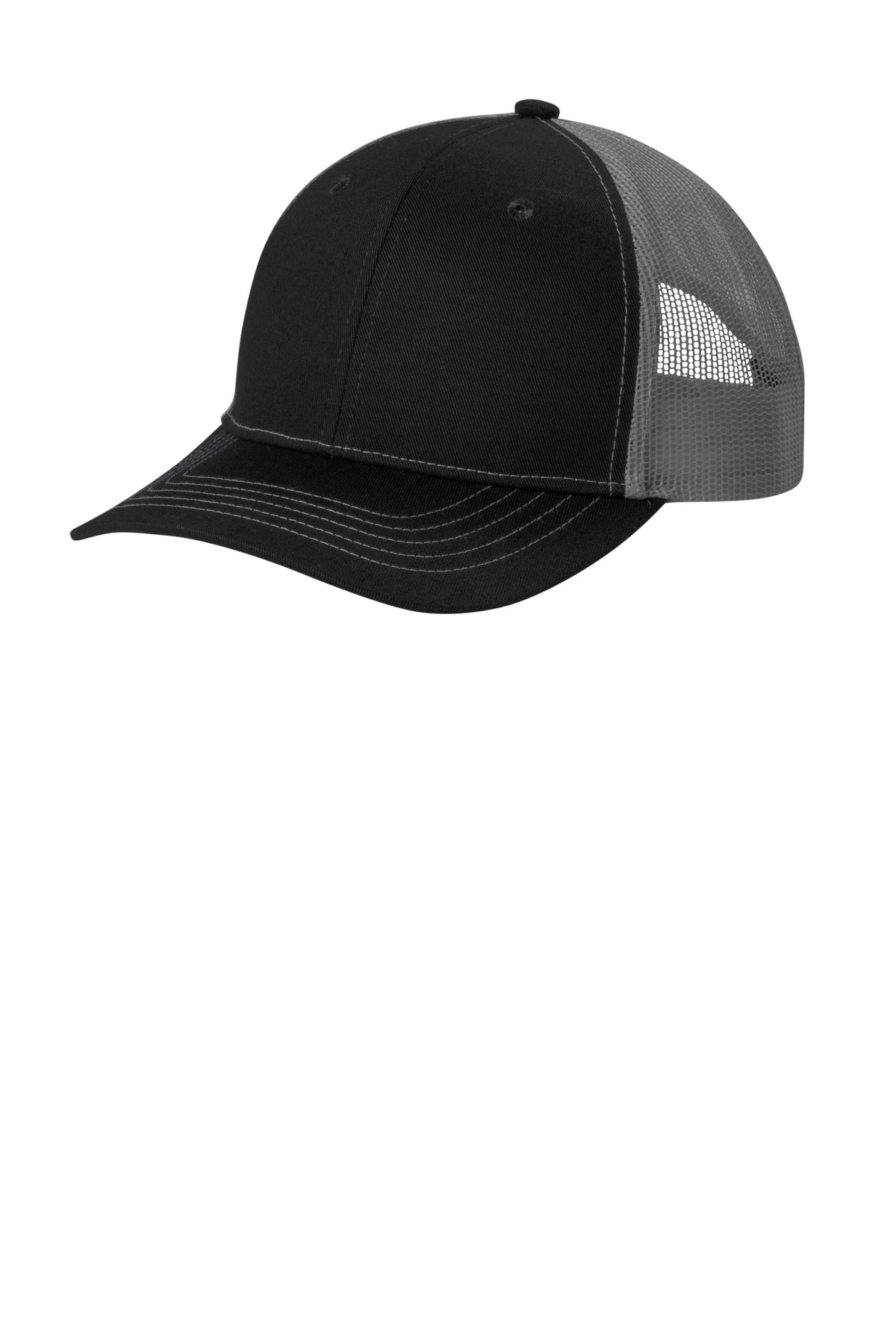 Custom Black/ Grey Steel Youth Snapback Trucker Cap YC402, personalized by SanCanDo Swag in Argyle, TX