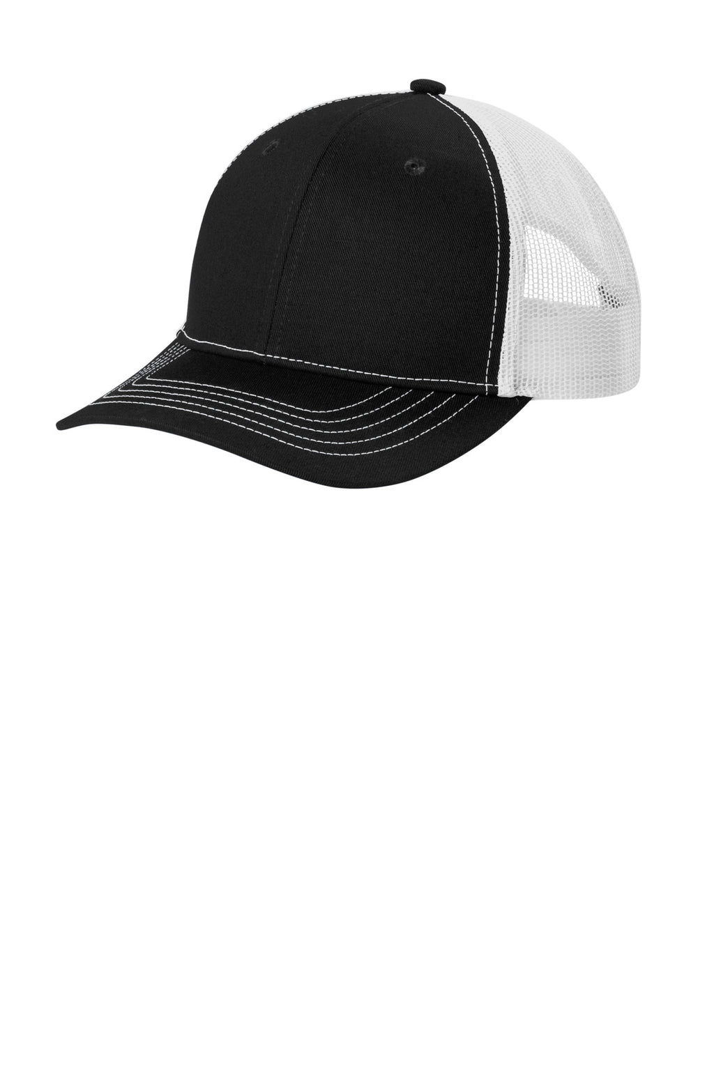 Custom Black/ White Youth Snapback Trucker Cap YC402, personalized by SanCanDo Swag in Argyle, TX