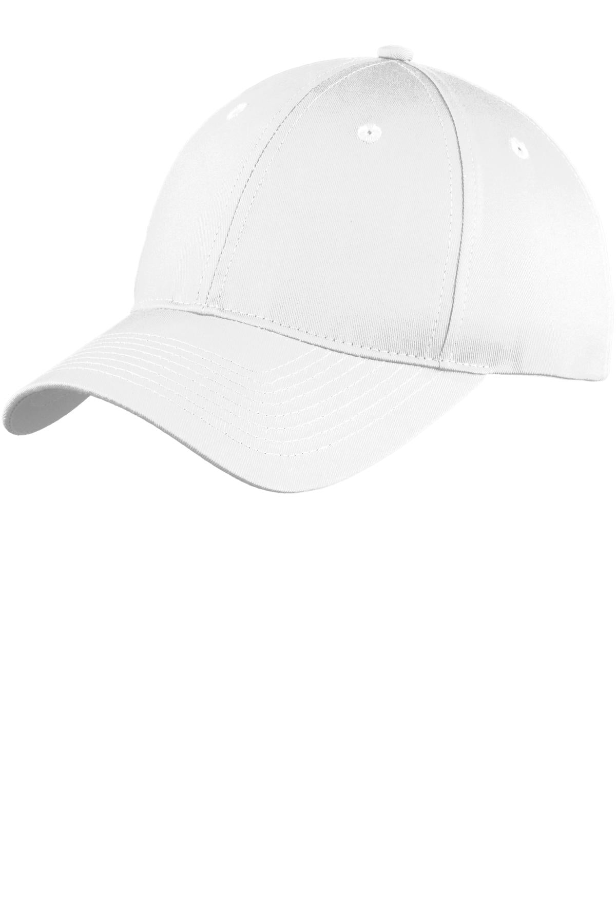 Custom White Youth Six-Panel Unstructured Twill Cap YC914, personalized by SanCanDo Swag in Argyle, TX